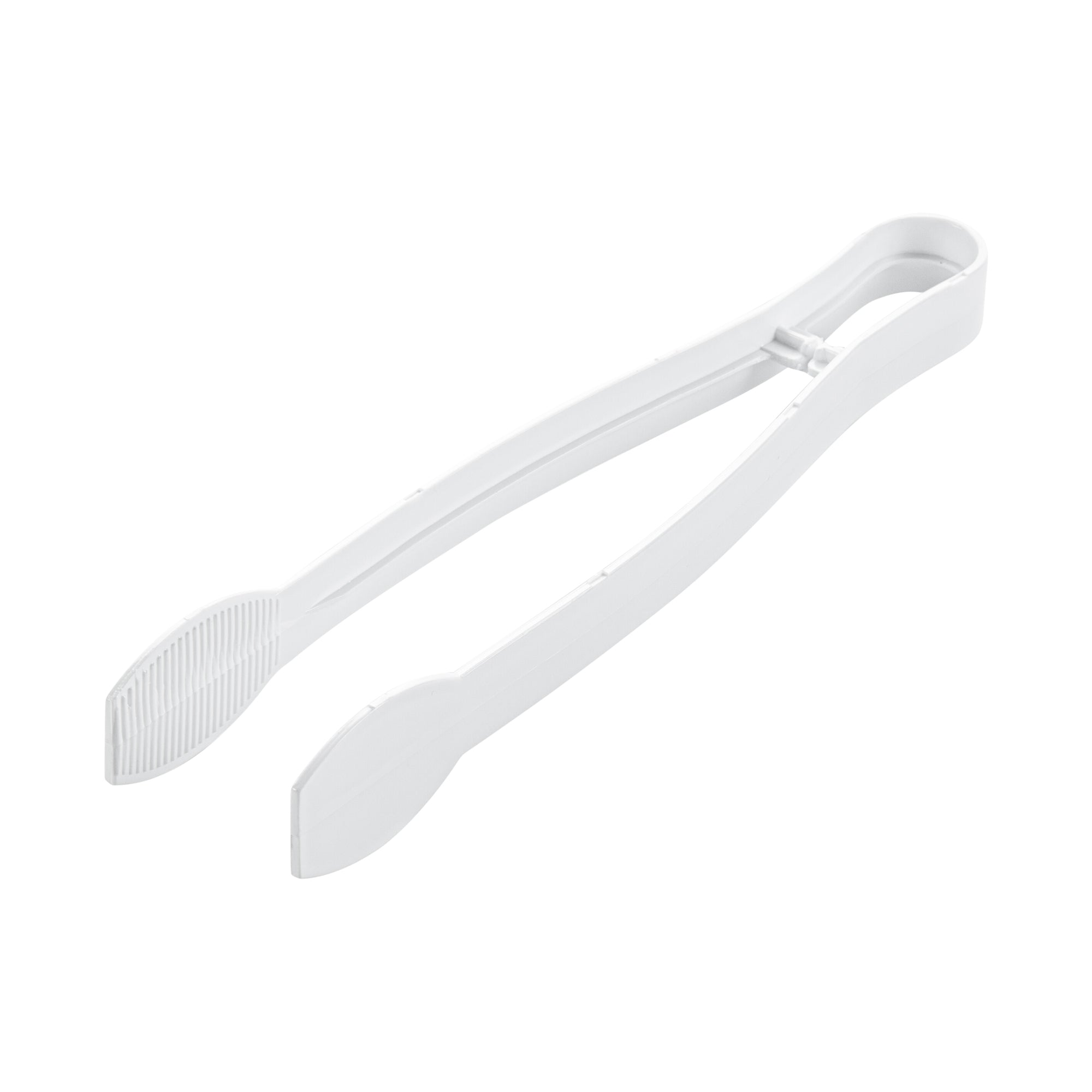 Cater Tek White Plastic Tongs - Ridged - 9" - 10 count box