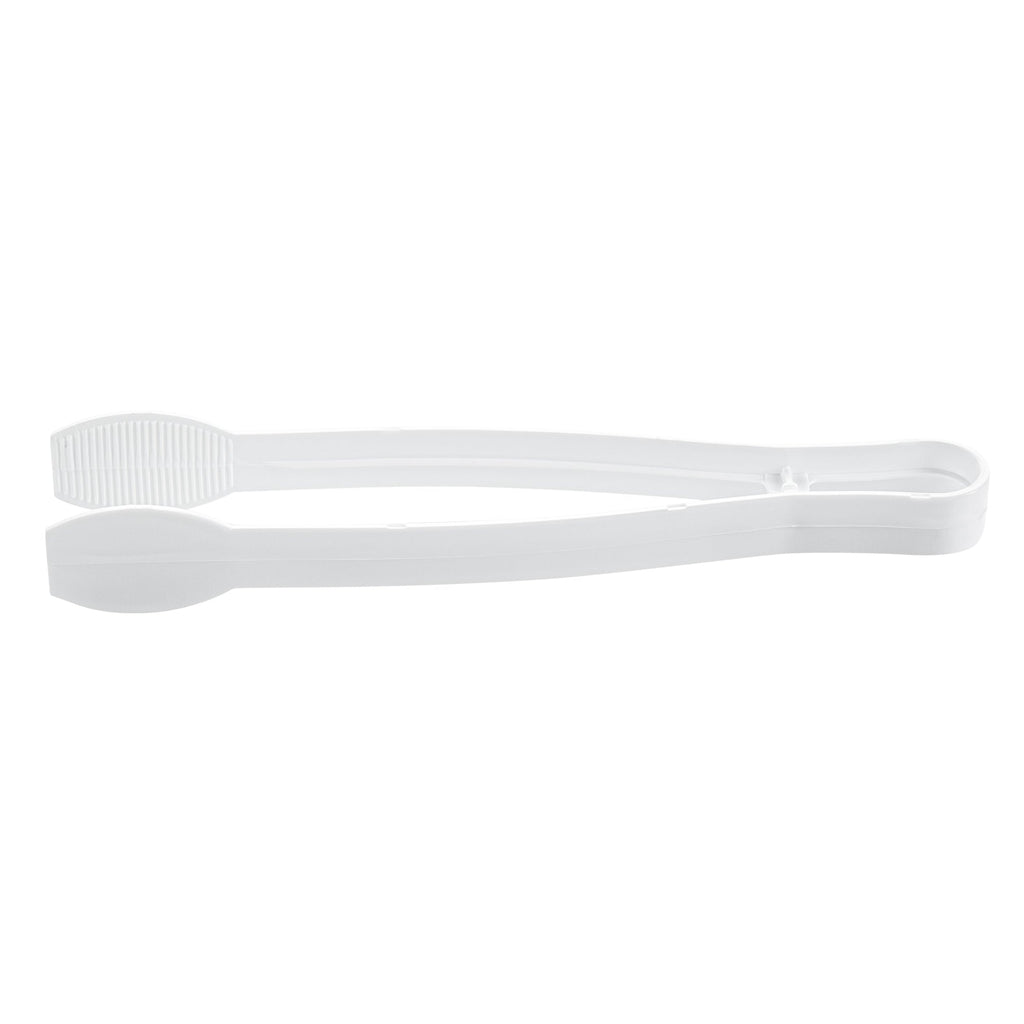 Cater Tek White Plastic Tongs - Ridged - 9" - 10 count box