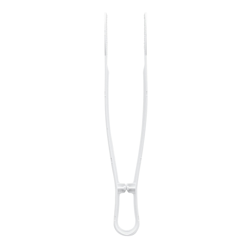 Cater Tek White Plastic Tongs - Ridged - 9" - 10 count box