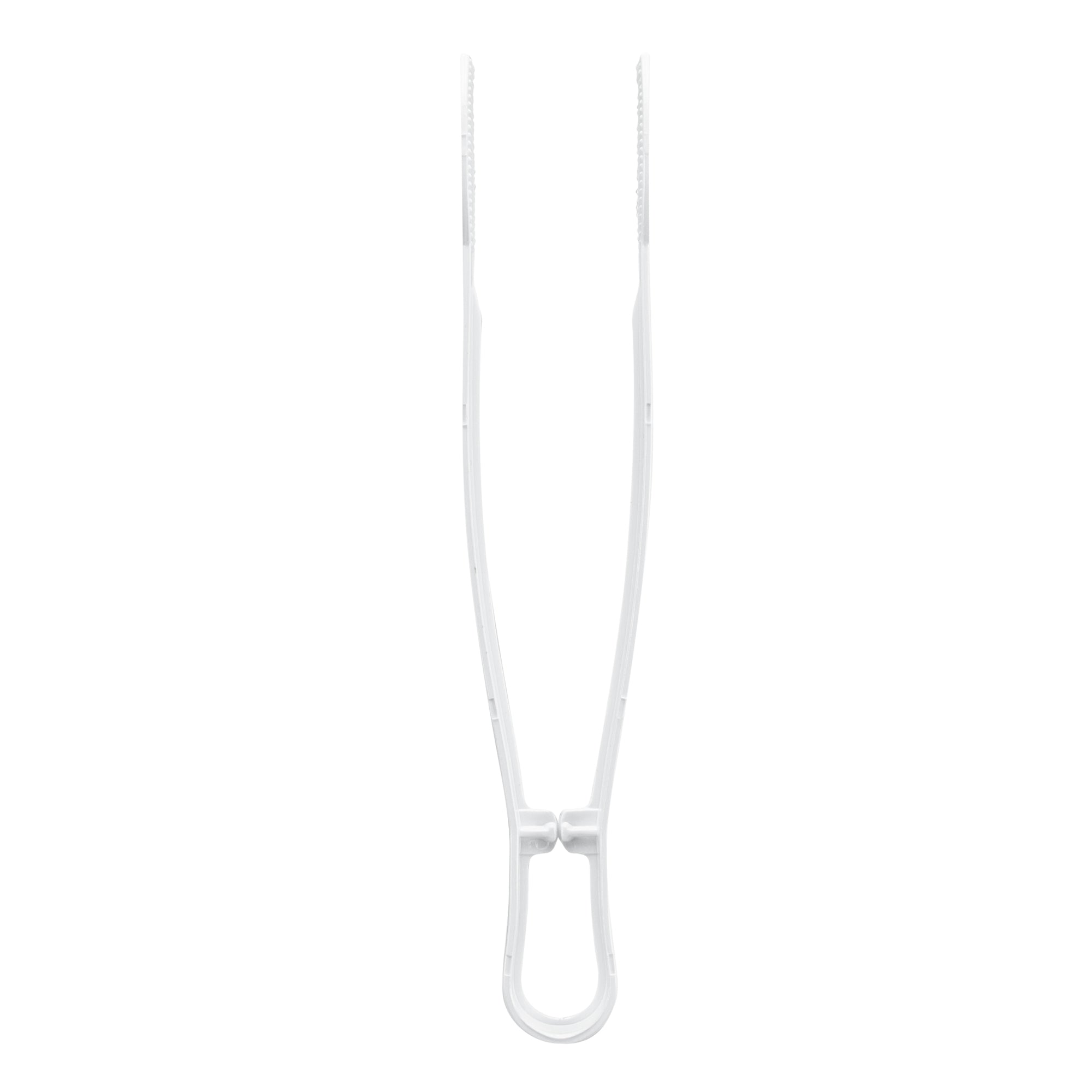 Cater Tek White Plastic Tongs - Ridged - 9" - 10 count box