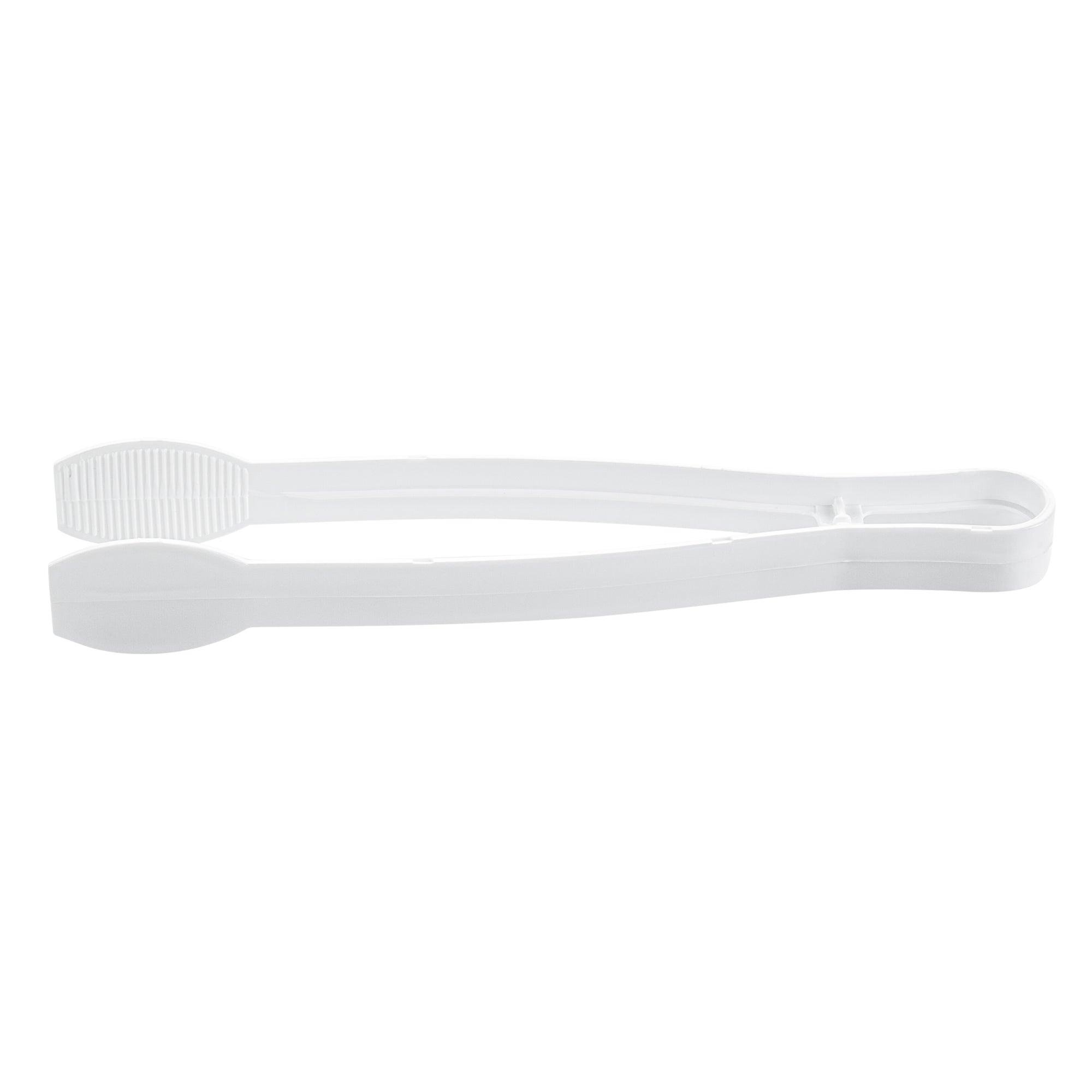 Cater Tek White Plastic Tongs - Ridged - 9" - 100 count box