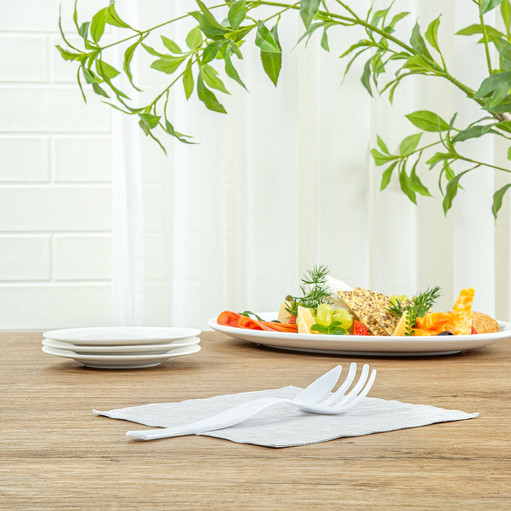 Cater Tek White Plastic Serving Fork - 8 1/2" - 100 count box