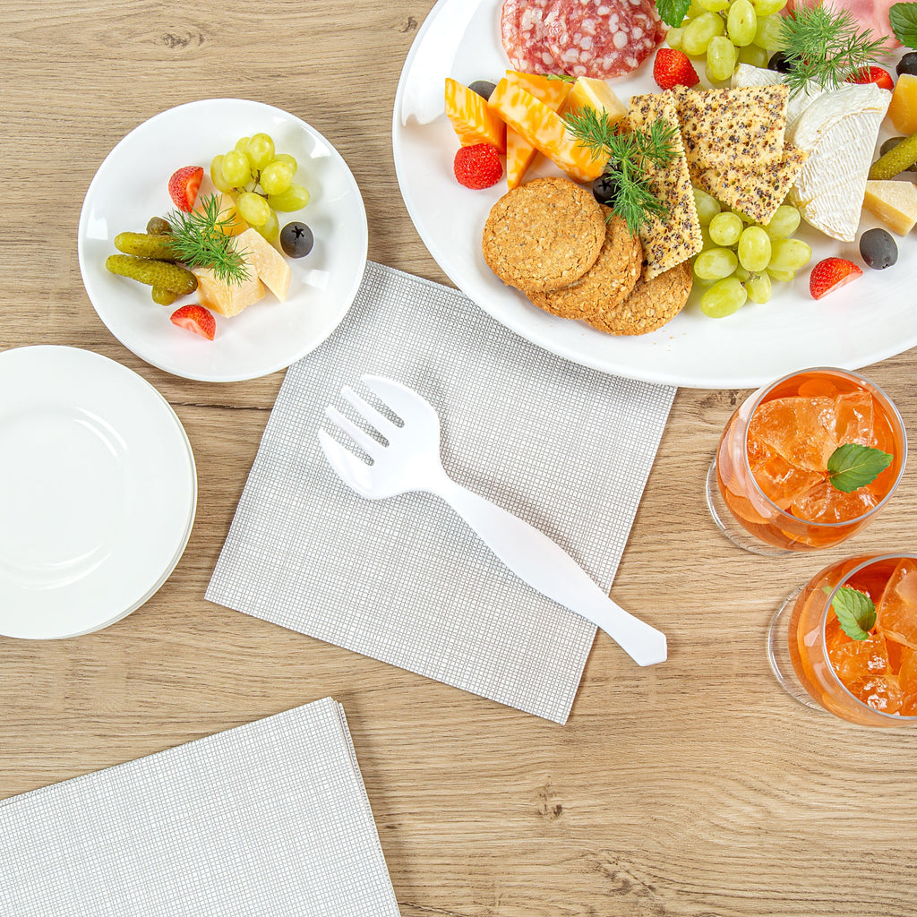 Cater Tek White Plastic Serving Fork - 8 1/2" - 100 count box