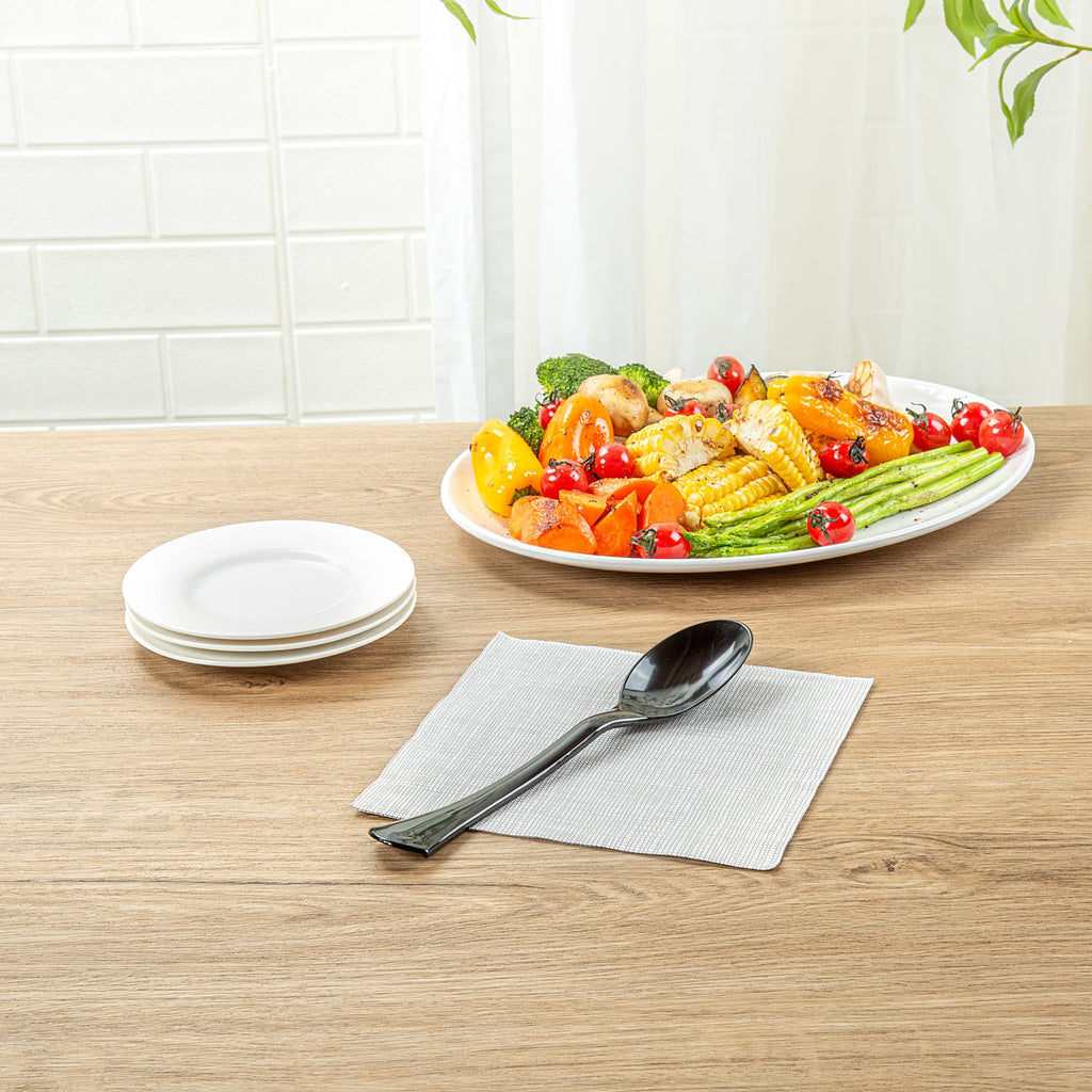 Cater Tek Black Plastic Serving Spoon - 9 3/4" - 10 count box