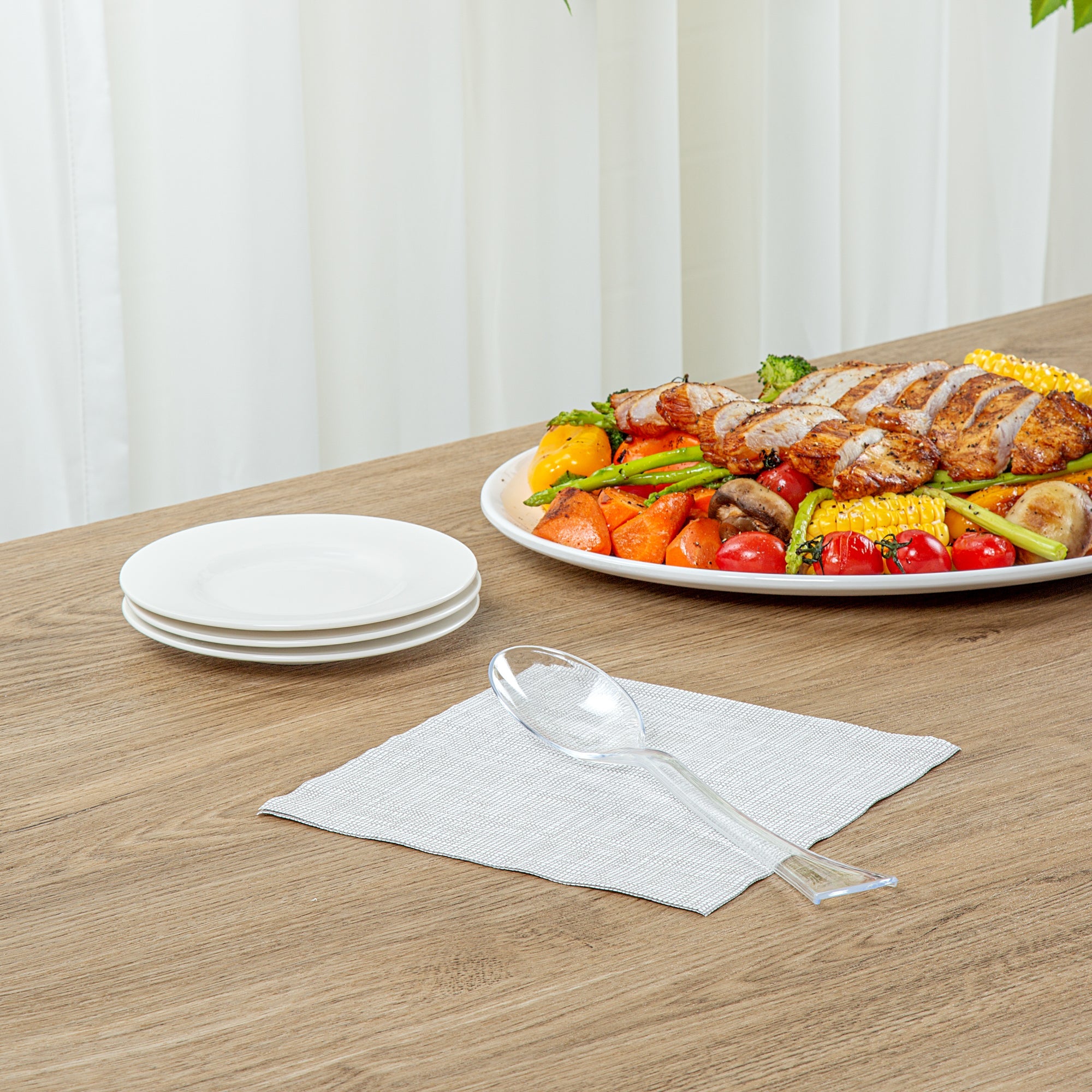 Cater Tek Clear Plastic Serving Spoon - 9 3/4" - 10 count box