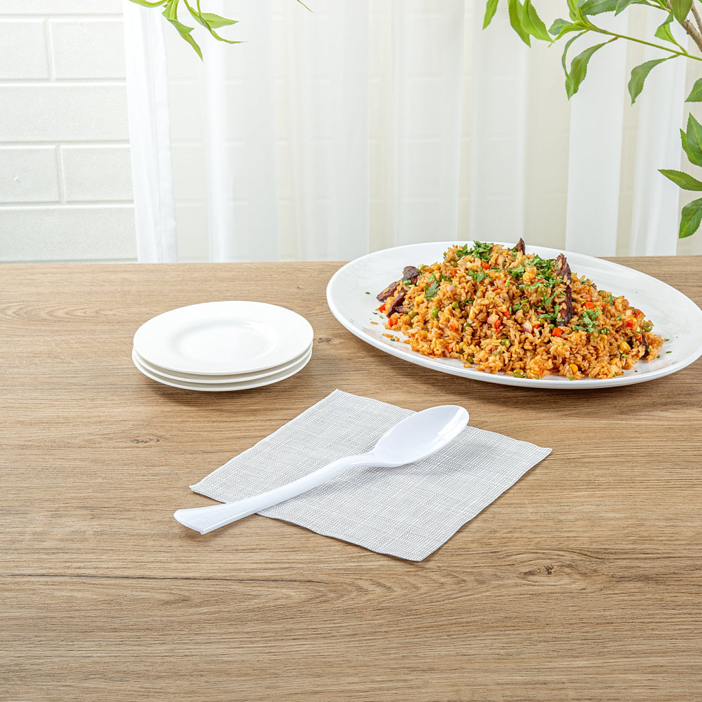 Cater Tek White Plastic Serving Spoon - 9 3/4" - 10 count box