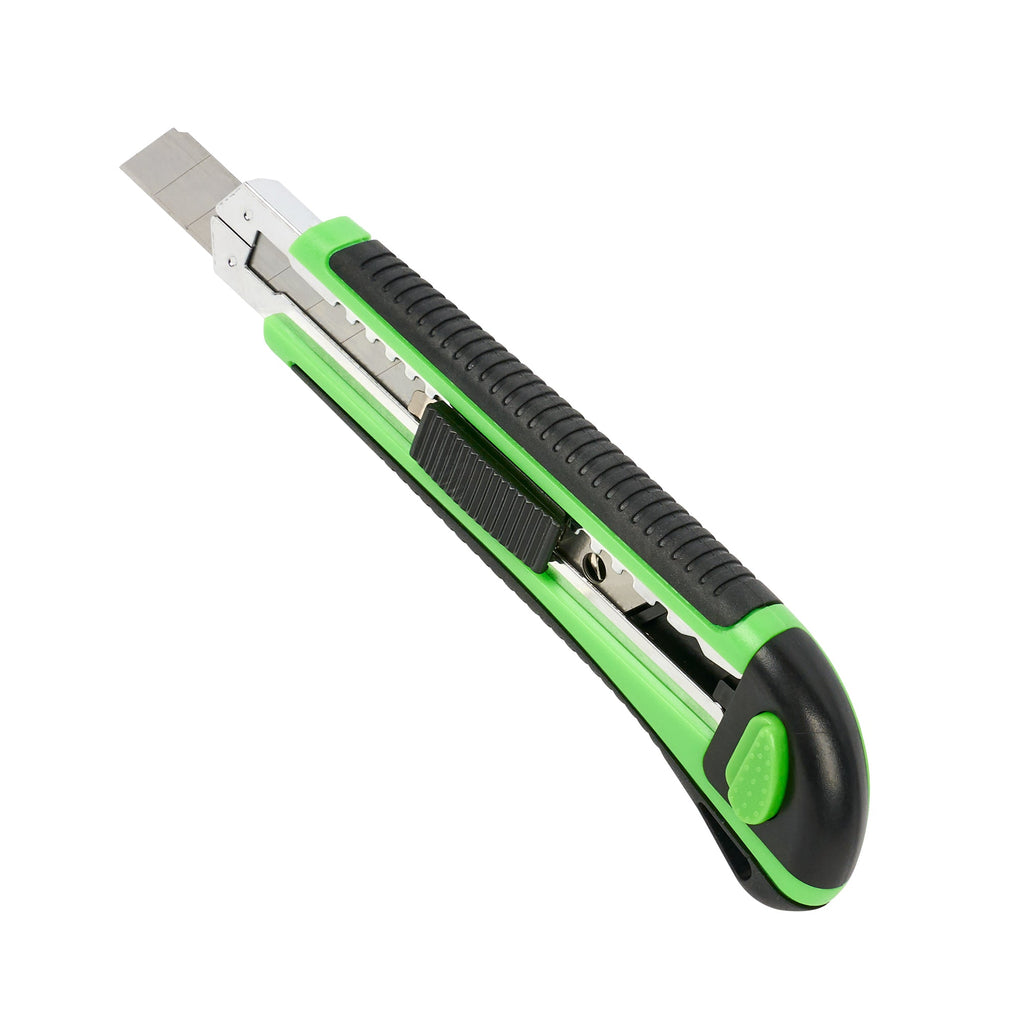 Handy Tek Green Snap Off Blade Knife - Anti-Slip Handle - 6 3/4" - 12 count box