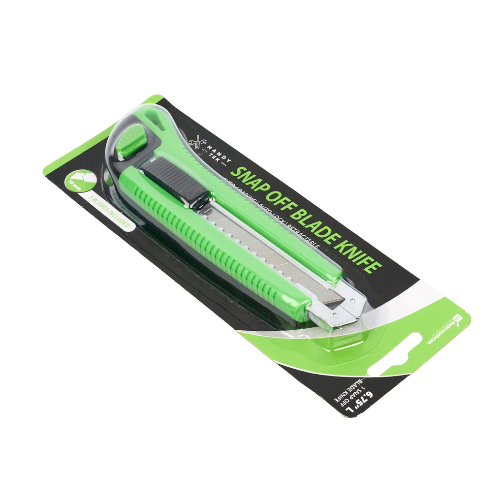 Handy Tek Green Snap Off Blade Knife - 6 3/4" - 12 count box
