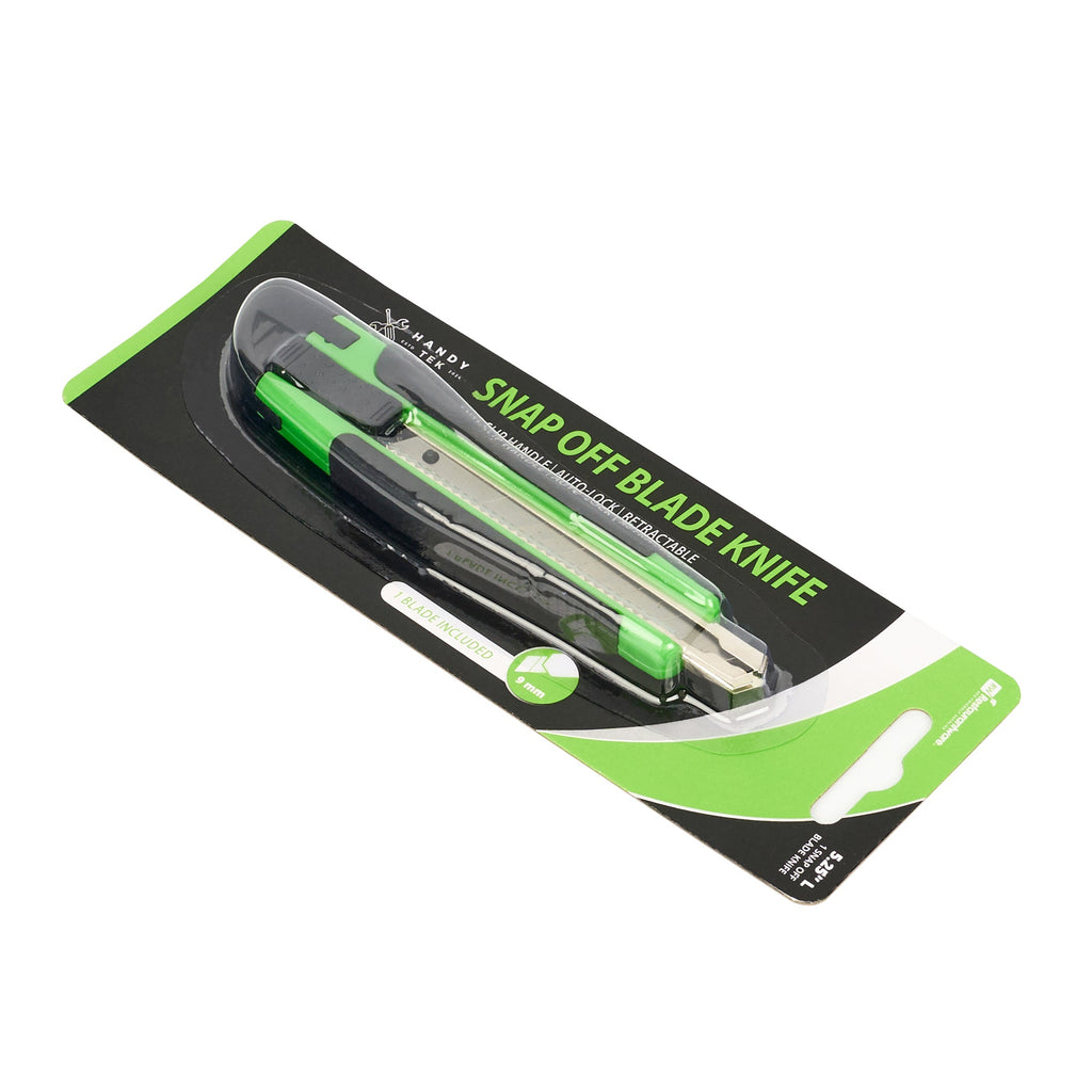 Handy Tek Green Snap Off Blade Knife - Anti-Slip Handle - 5 1/4" - 12 count box