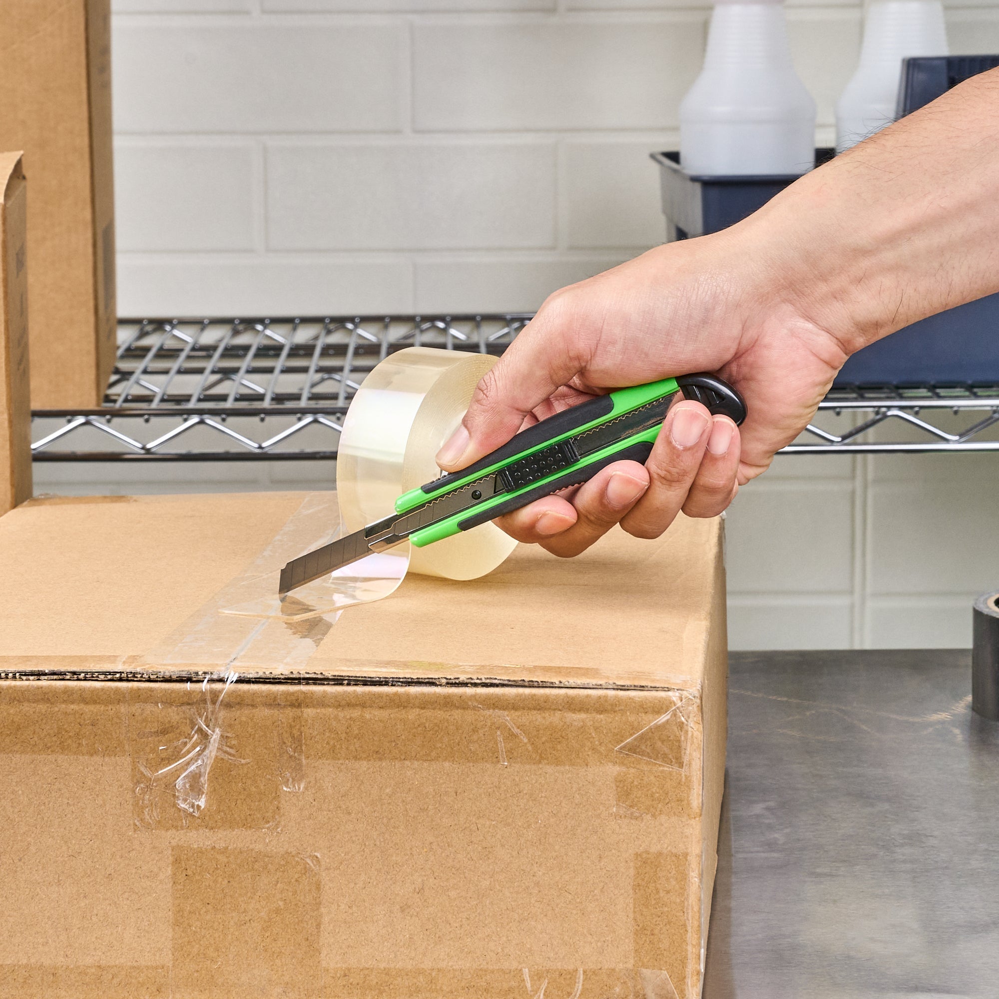 Handy Tek Green Snap Off Blade Knife - Anti-Slip Handle - 5 1/4" - 12 count box