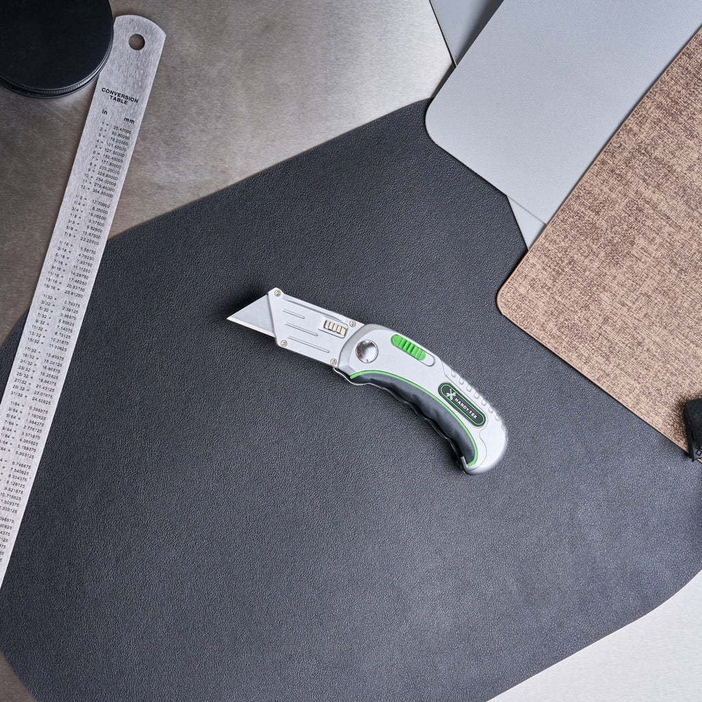 Handy Tek Silver Folding Utility Knife - Quick Change, Lock Back, Heavy Duty - 6 1/2" - 1 count box