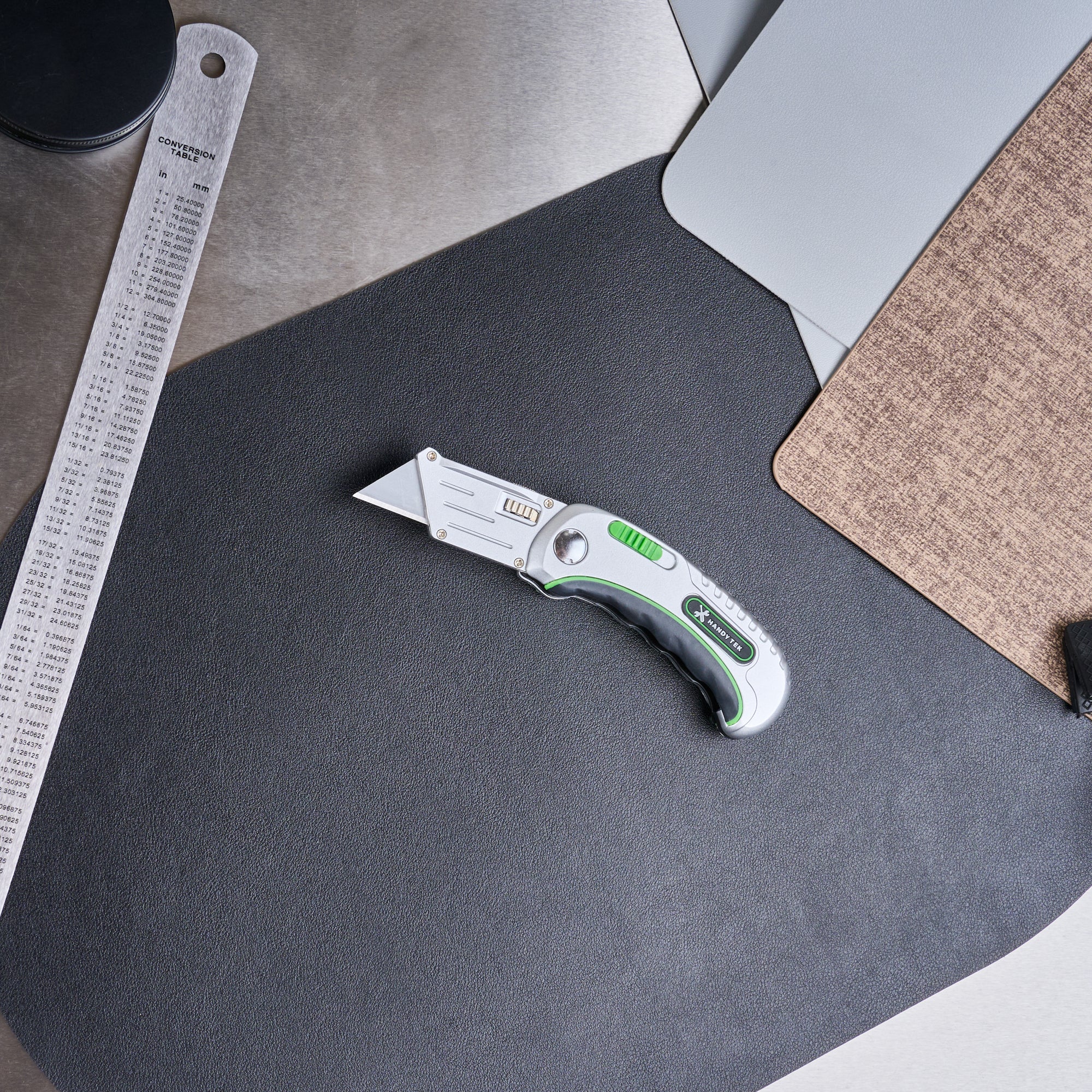 Handy Tek Silver Folding Utility Knife - Quick Change, Lock Back, Heavy Duty - 6 1/2" - 6 count box