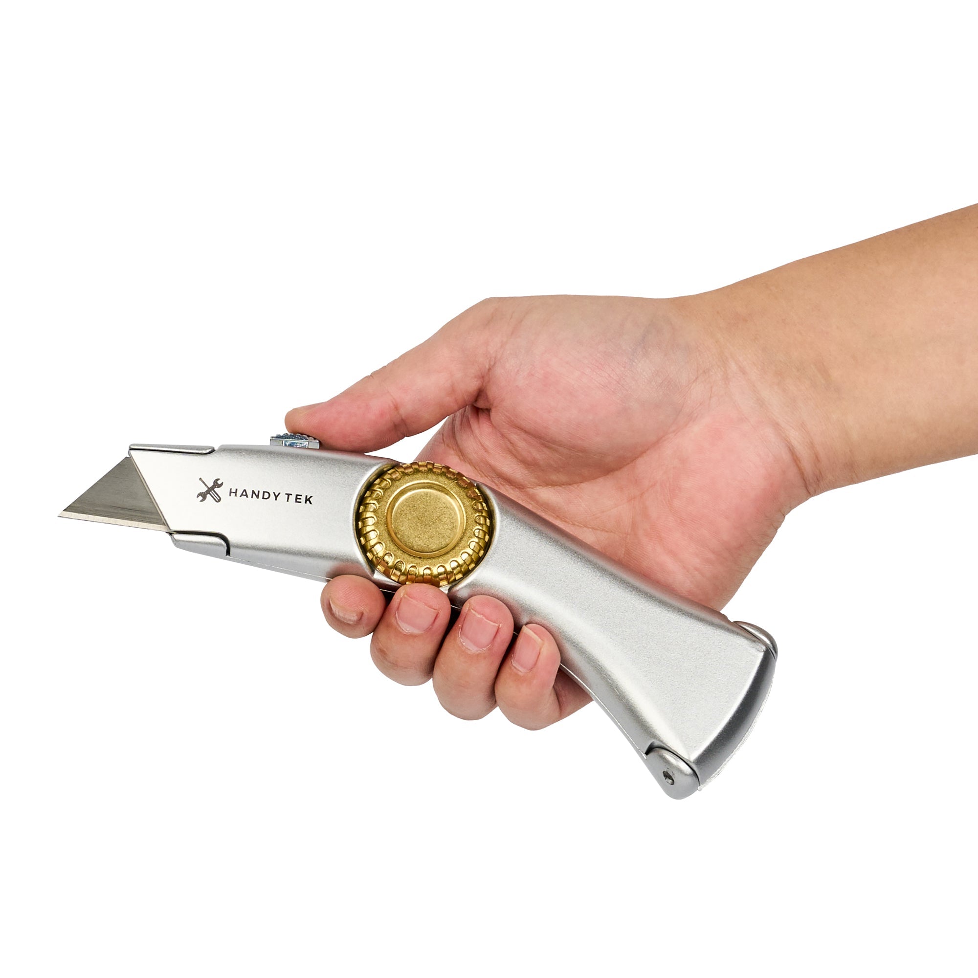 Handy Tek Silver Utility Knife - with Blade Lock Wheel, Quick Change, Heavy Duty - 7" - 1 count box