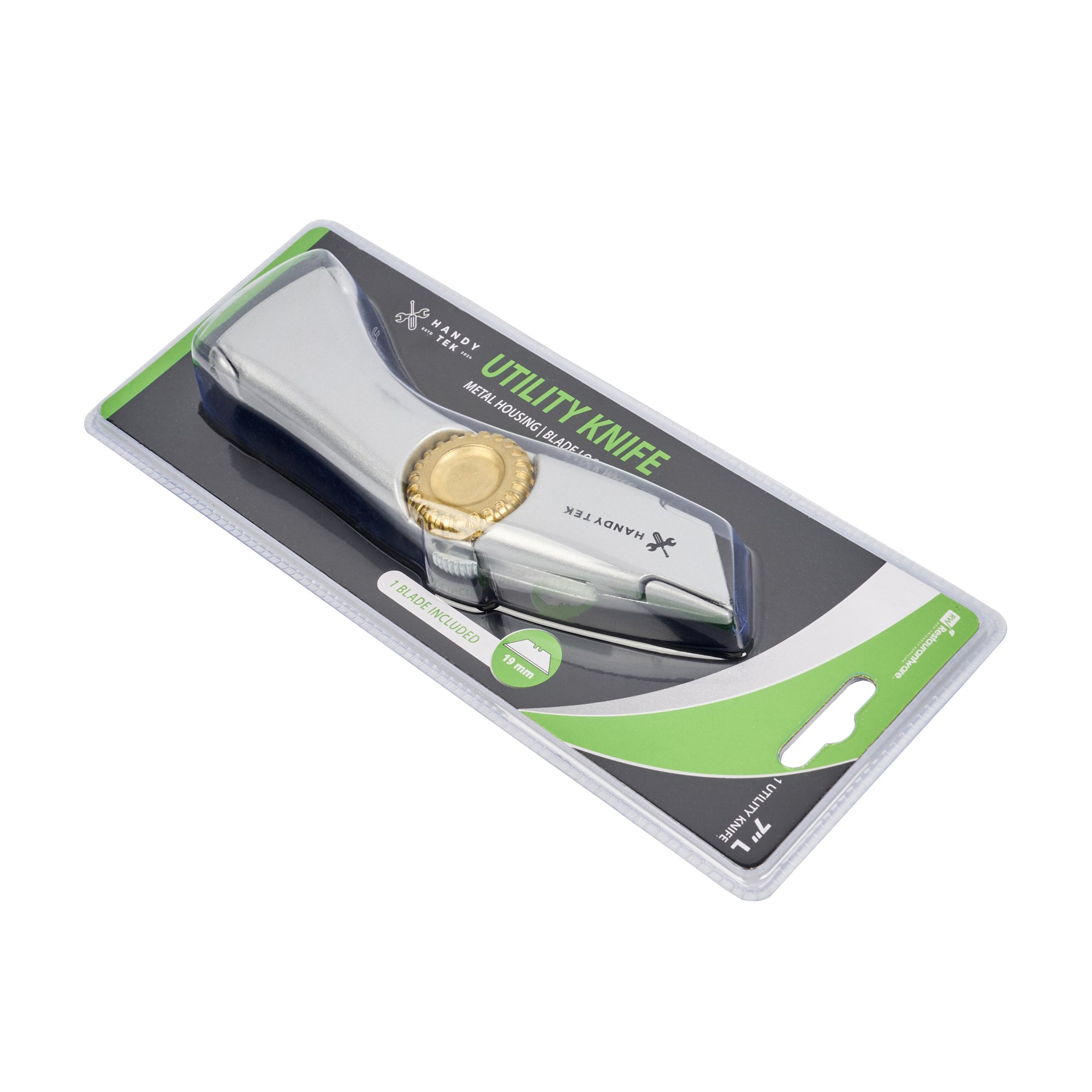 Handy Tek Silver Utility Knife - with Blade Lock Wheel, Quick Change, Heavy Duty - 7" - 1 count box