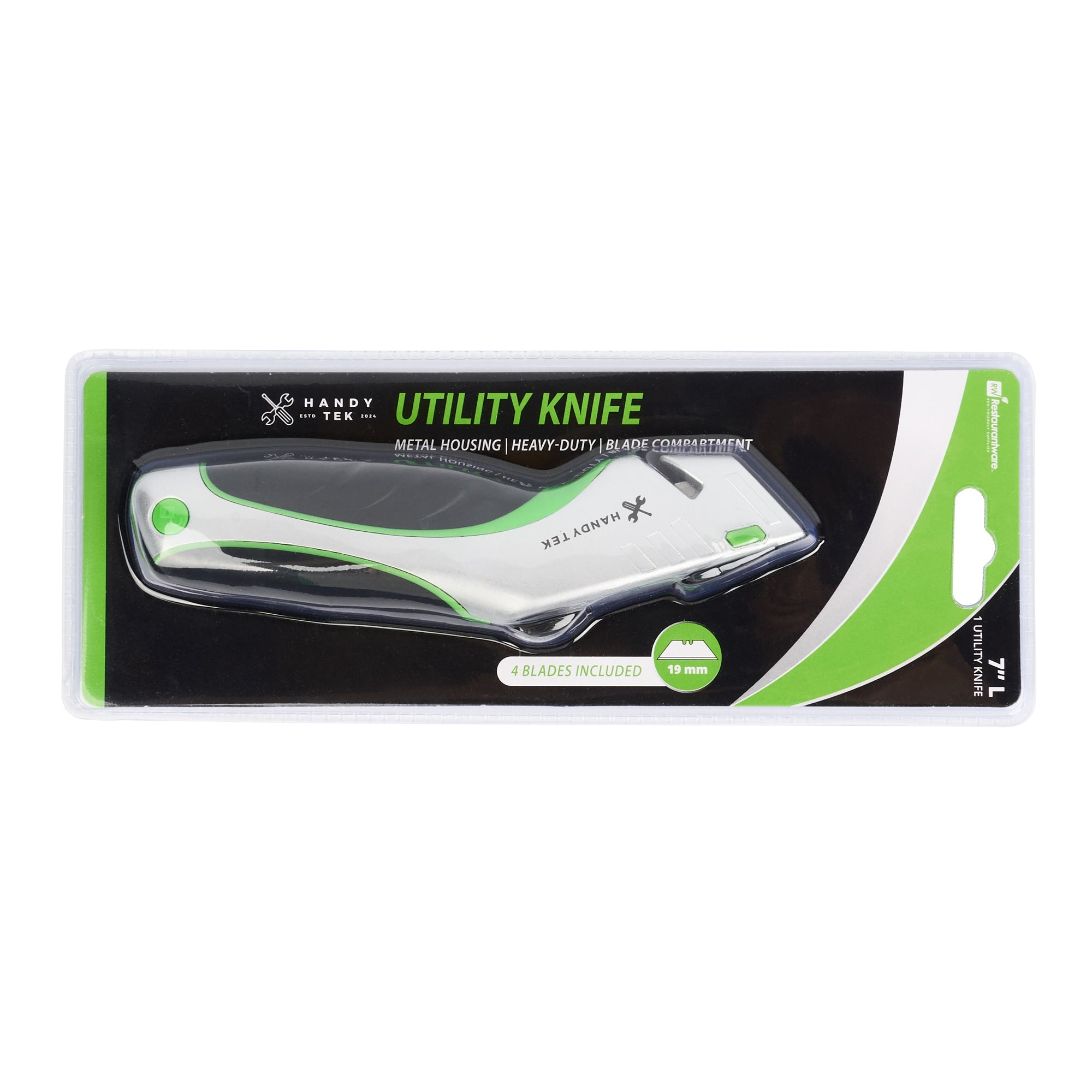 Handy Tek Silver Utility Knife - Quick Change, Heavy Duty - 7" - 1 count box