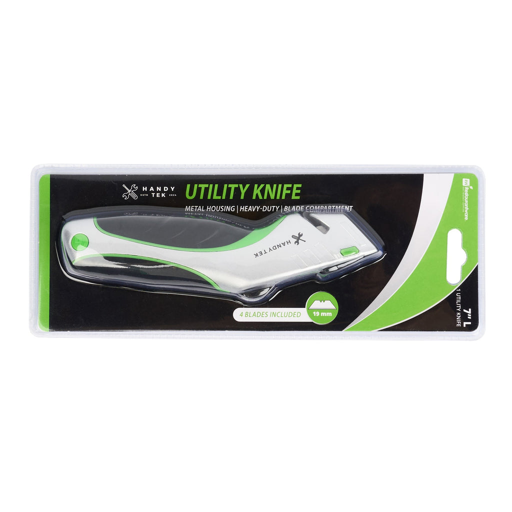Handy Tek Silver Utility Knife - Quick Change, Heavy Duty - 7" - 12 count box