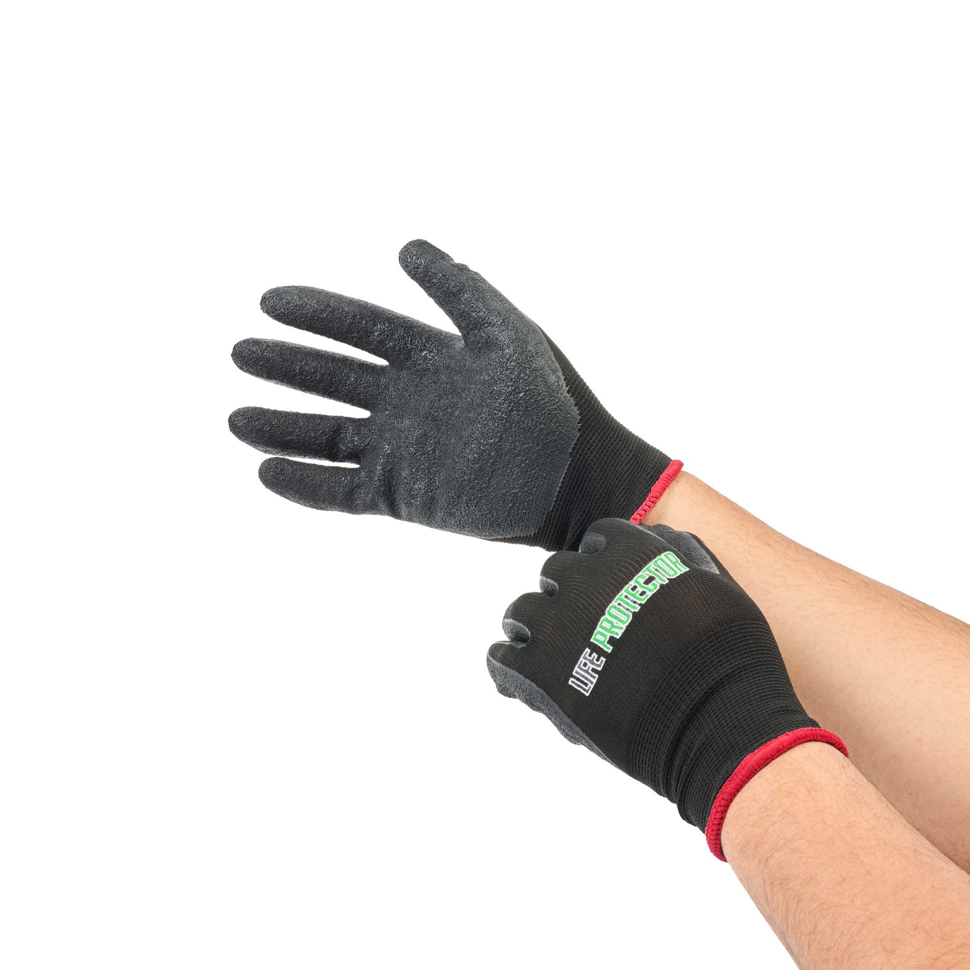 Life Protector Black Nylon Small Work Gloves - with Crinkle Latex Palm Coating - Pair - 1 count box