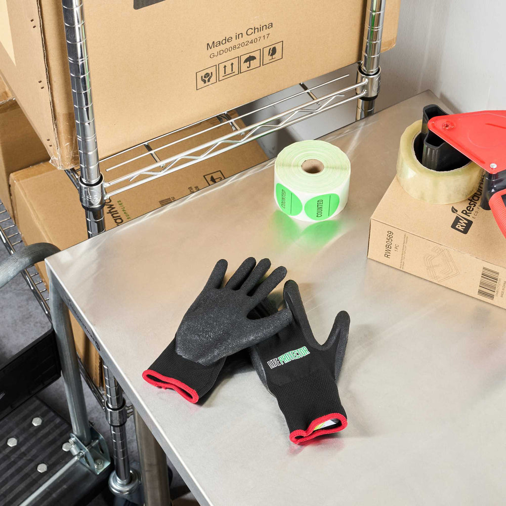 Life Protector Black Nylon Small Work Gloves - with Crinkle Latex Palm Coating - Pair - 1 count box