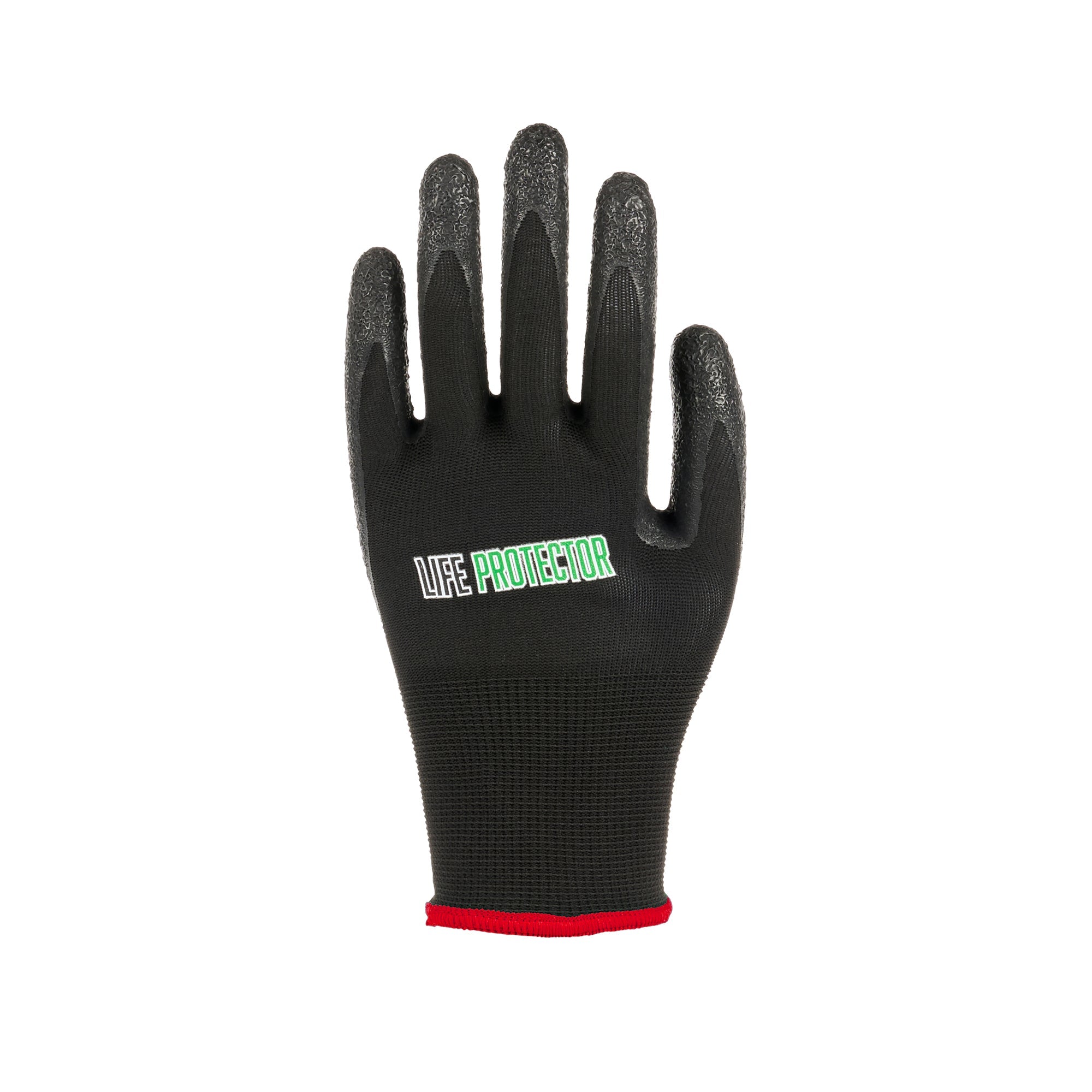 Life Protector Black Nylon Small Work Gloves - with Crinkle Latex Palm Coating - Pair - 10 count box