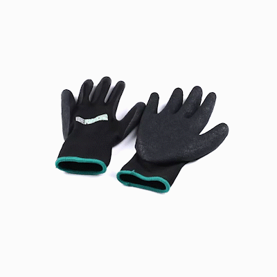 Life Protector Black Nylon Medium Work Gloves - with Crinkle Latex Palm Coating - Pair - 1 count box