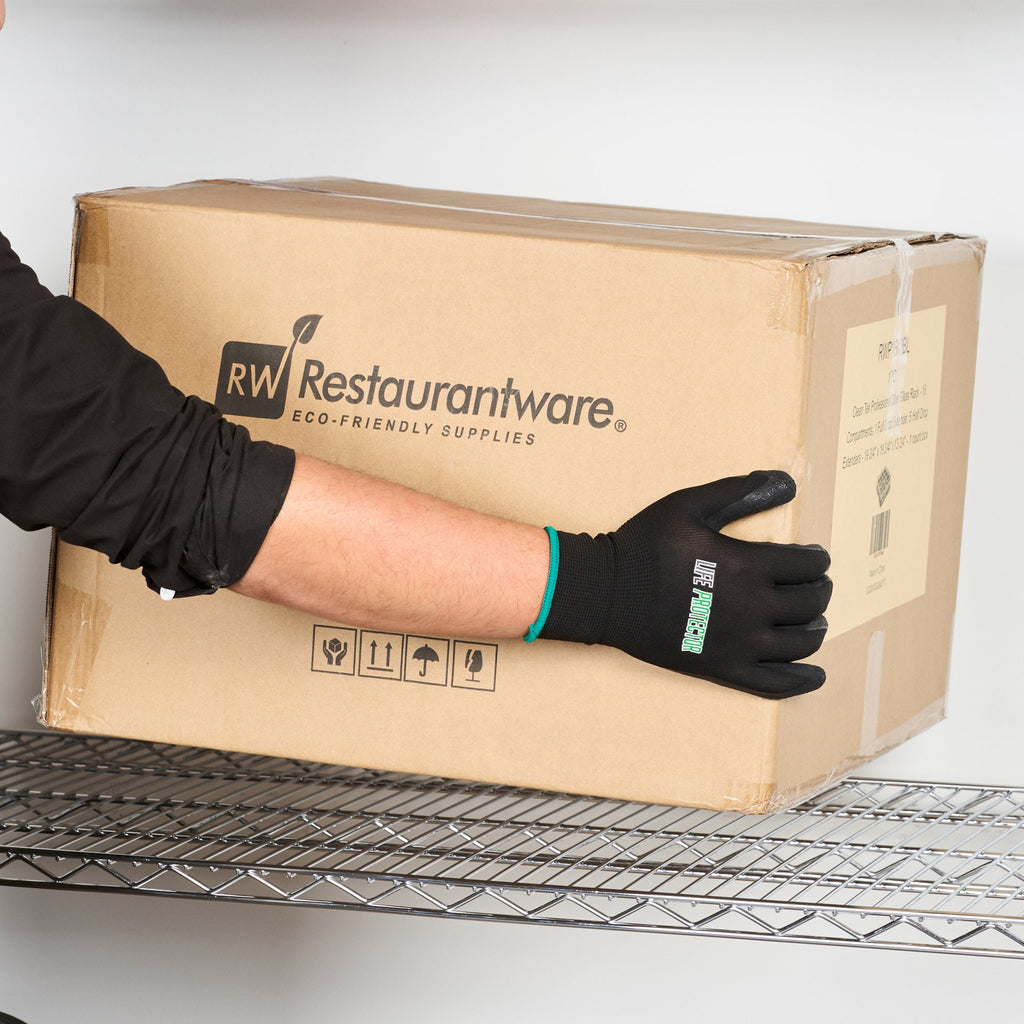 Life Protector Black Nylon Medium Work Gloves - with Crinkle Latex Palm Coating - Pair - 1 count box