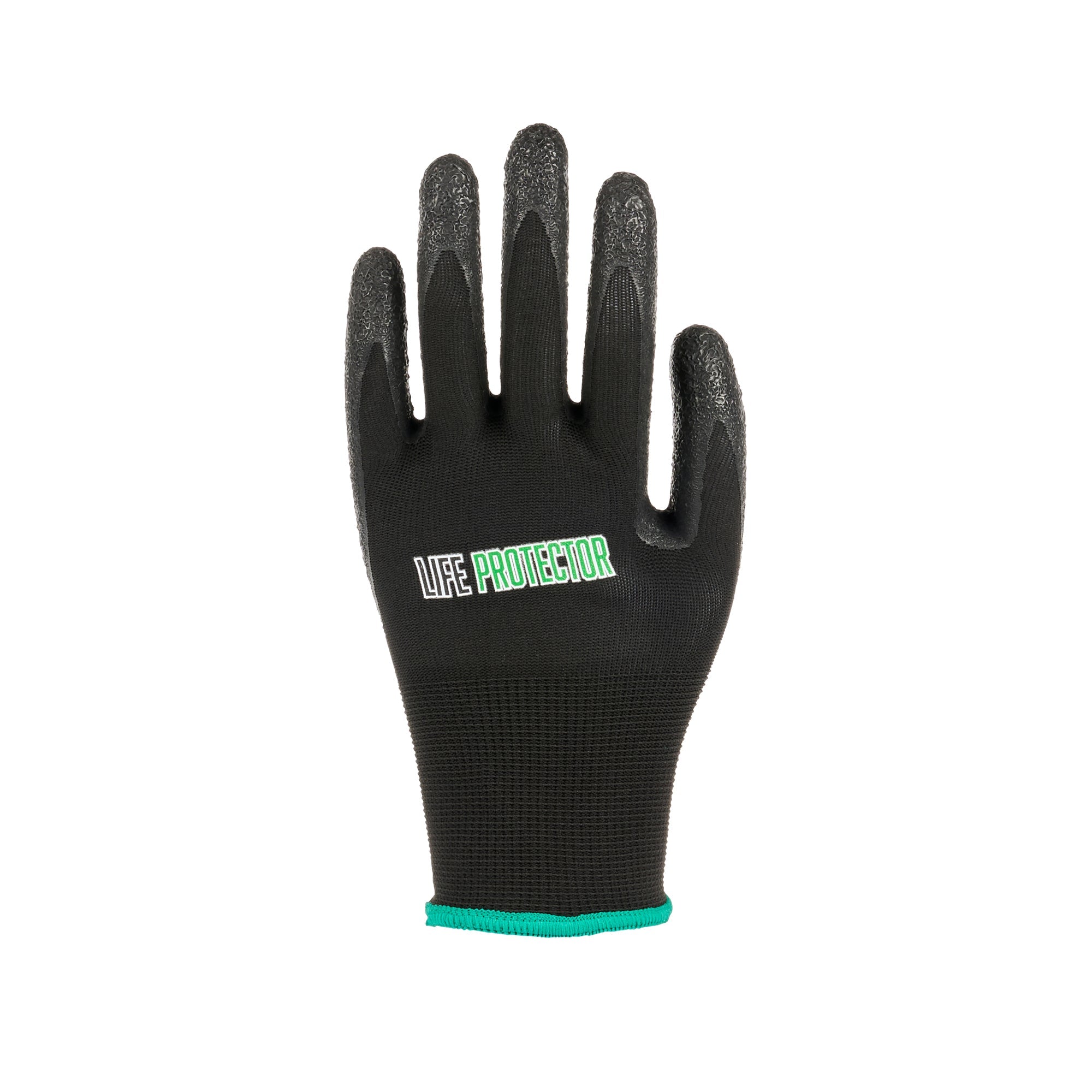 Life Protector Black Nylon Medium Work Gloves - with Crinkle Latex Palm Coating - Pair - 10 count box