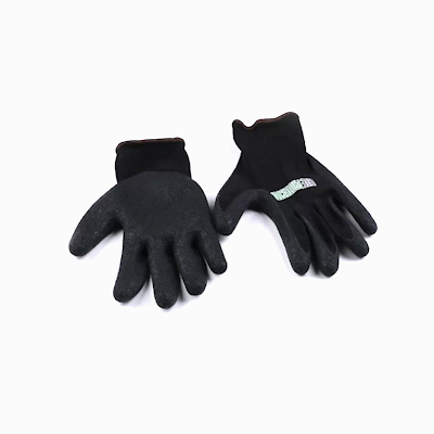 Life Protector Black Nylon Large Work Gloves - with Crinkle Latex Palm Coating - Pair - 1 count box