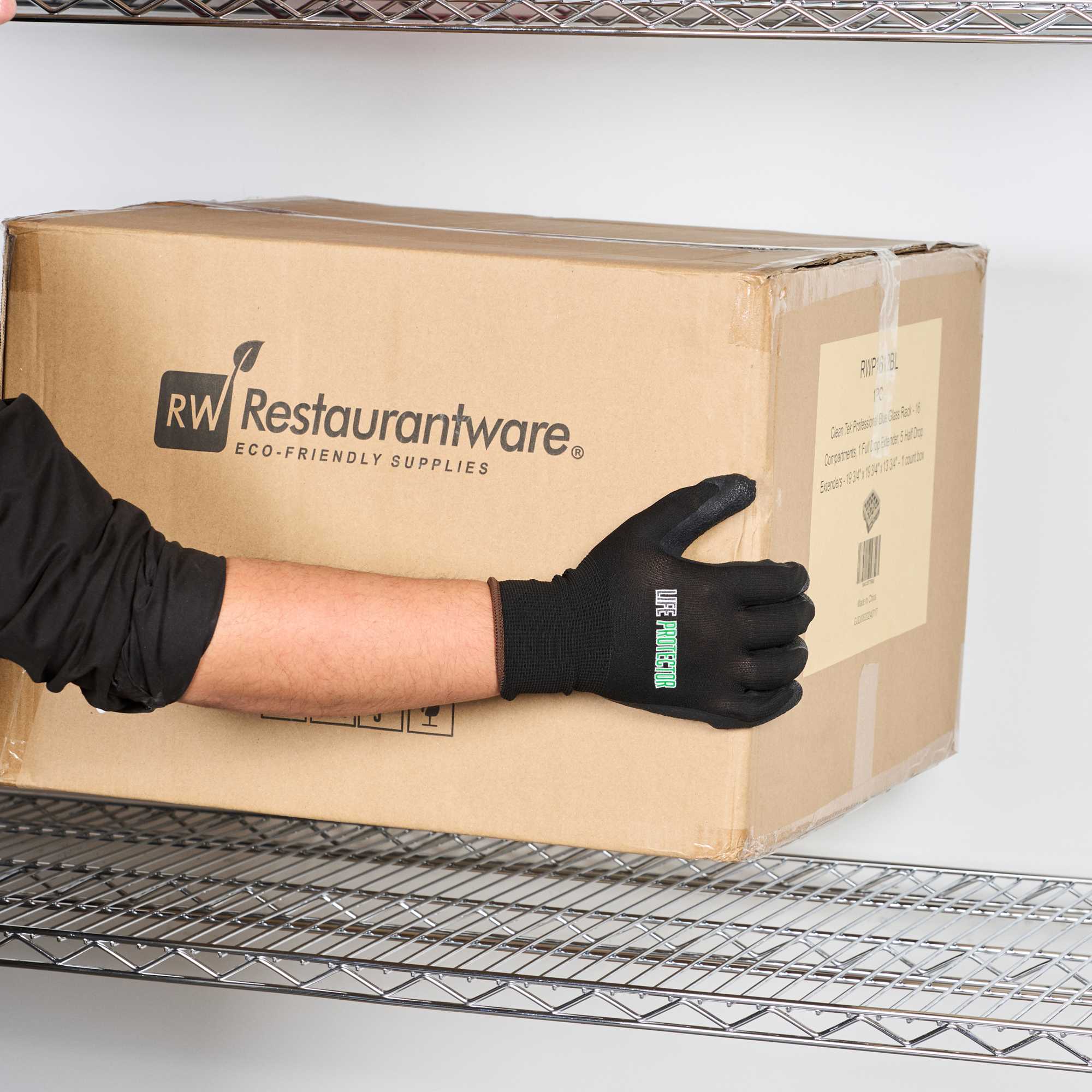 Life Protector Black Nylon Large Work Gloves - with Crinkle Latex Palm Coating - Pair - 1 count box