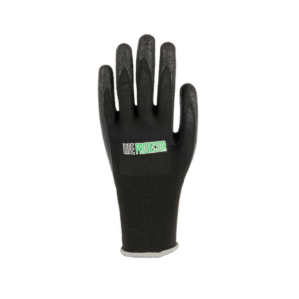 Life Protector Black Nylon Extra Large Work Gloves - with Crinkle Latex Palm Coating - Pair - 1 count box