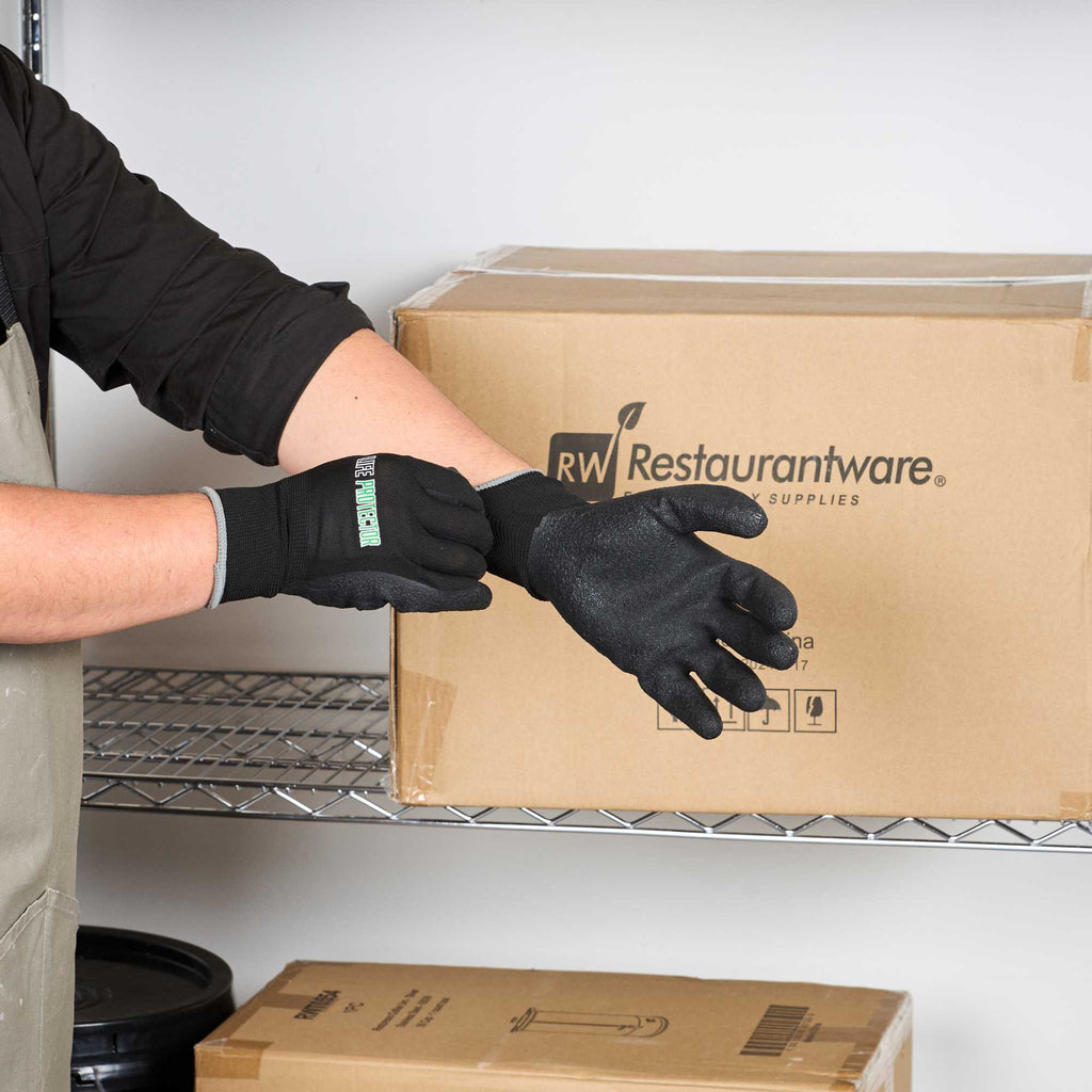 Life Protector Black Nylon Extra Large Work Gloves - with Crinkle Latex Palm Coating - Pair - 1 count box