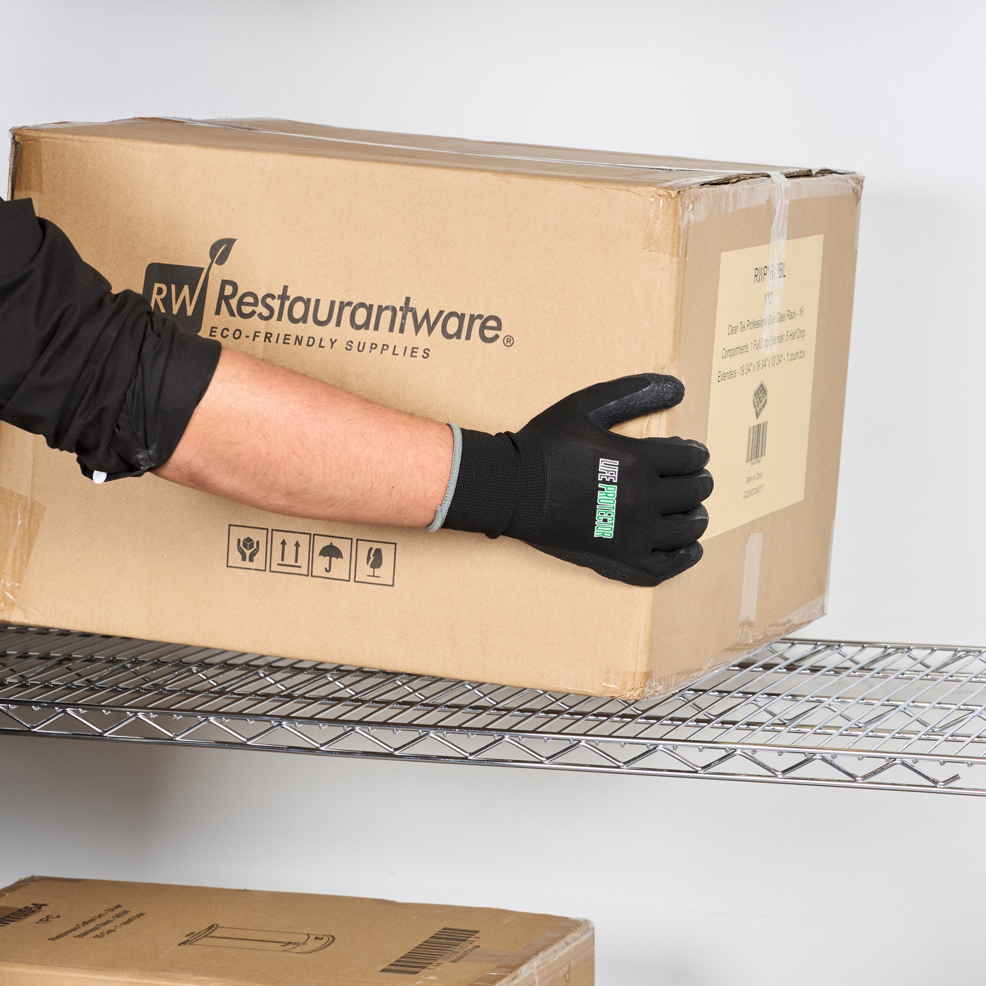 Life Protector Black Nylon Extra Large Work Gloves - with Crinkle Latex Palm Coating - Pair - 10 count box