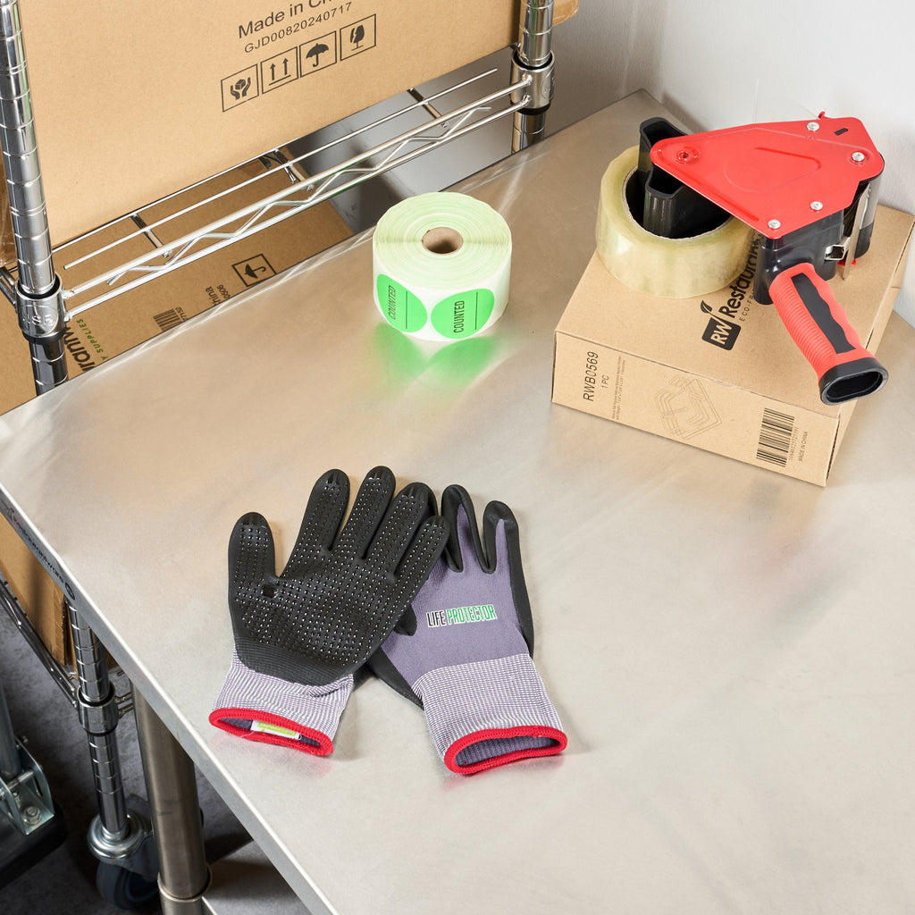 Life Protector Gray Nylon / Spandex Small Work Gloves - with Ultra-Thin Foam Nitrile Palm Coating and Dots - Pair - 1 count box