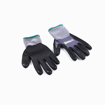 Life Protector Gray Nylon / Spandex Medium Work Gloves - with Ultra-Thin Foam Nitrile Palm Coating and Dots - Pair - 10 count box