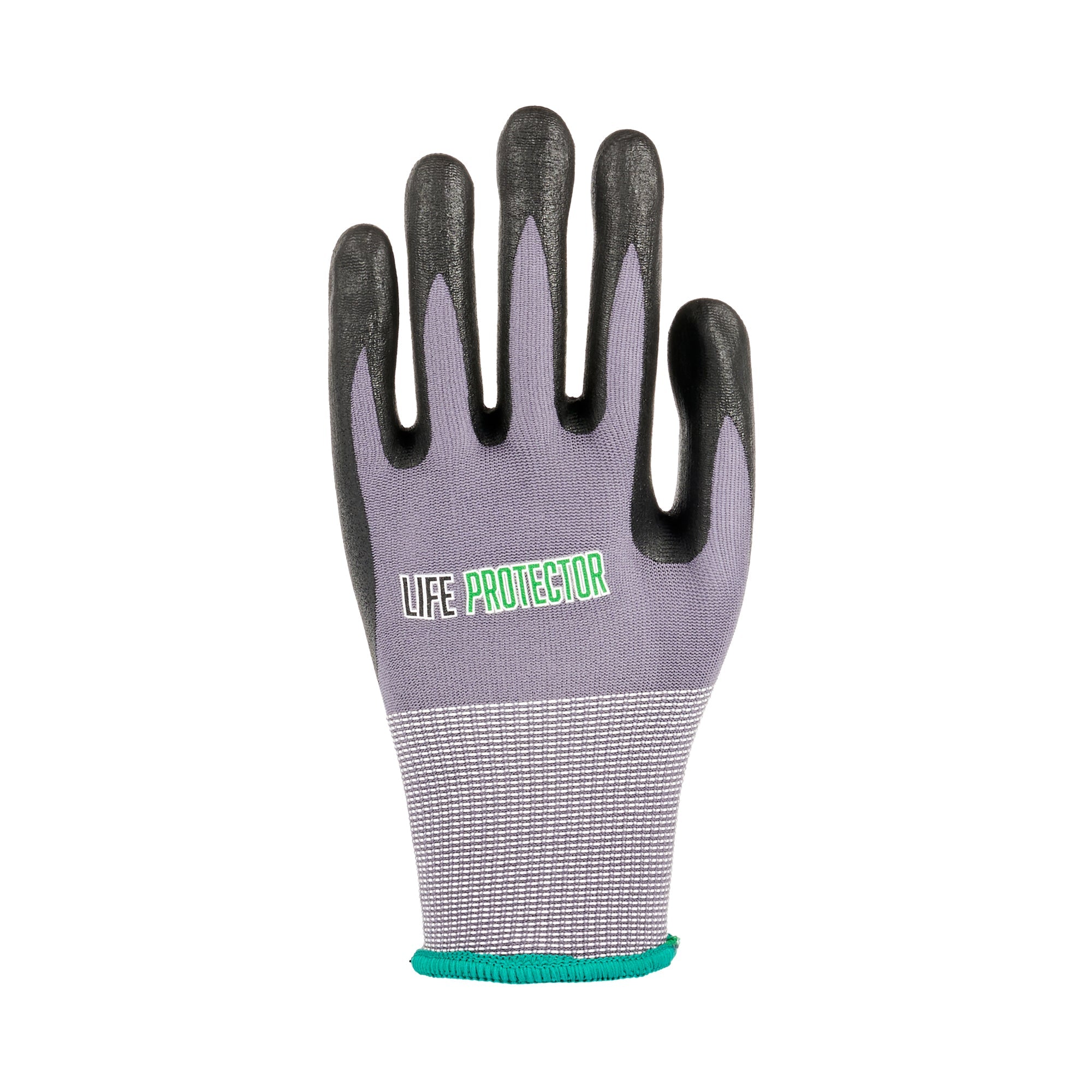 Life Protector Gray Nylon / Spandex Medium Work Gloves - with Ultra-Thin Foam Nitrile Palm Coating and Dots - Pair - 10 count box
