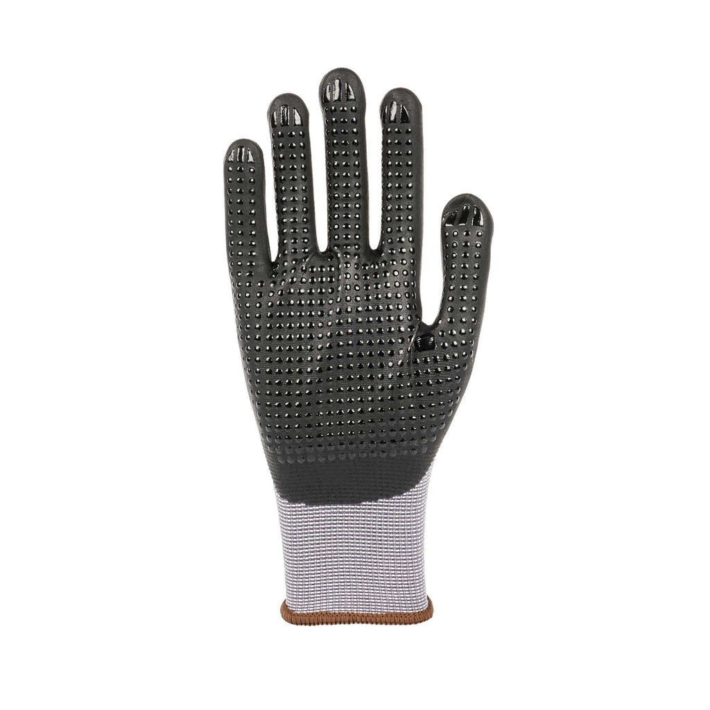 Life Protector Gray Nylon / Spandex Large Work Gloves - with Ultra-Thin Foam Nitrile Palm Coating and Dots - Pair - 1 count box