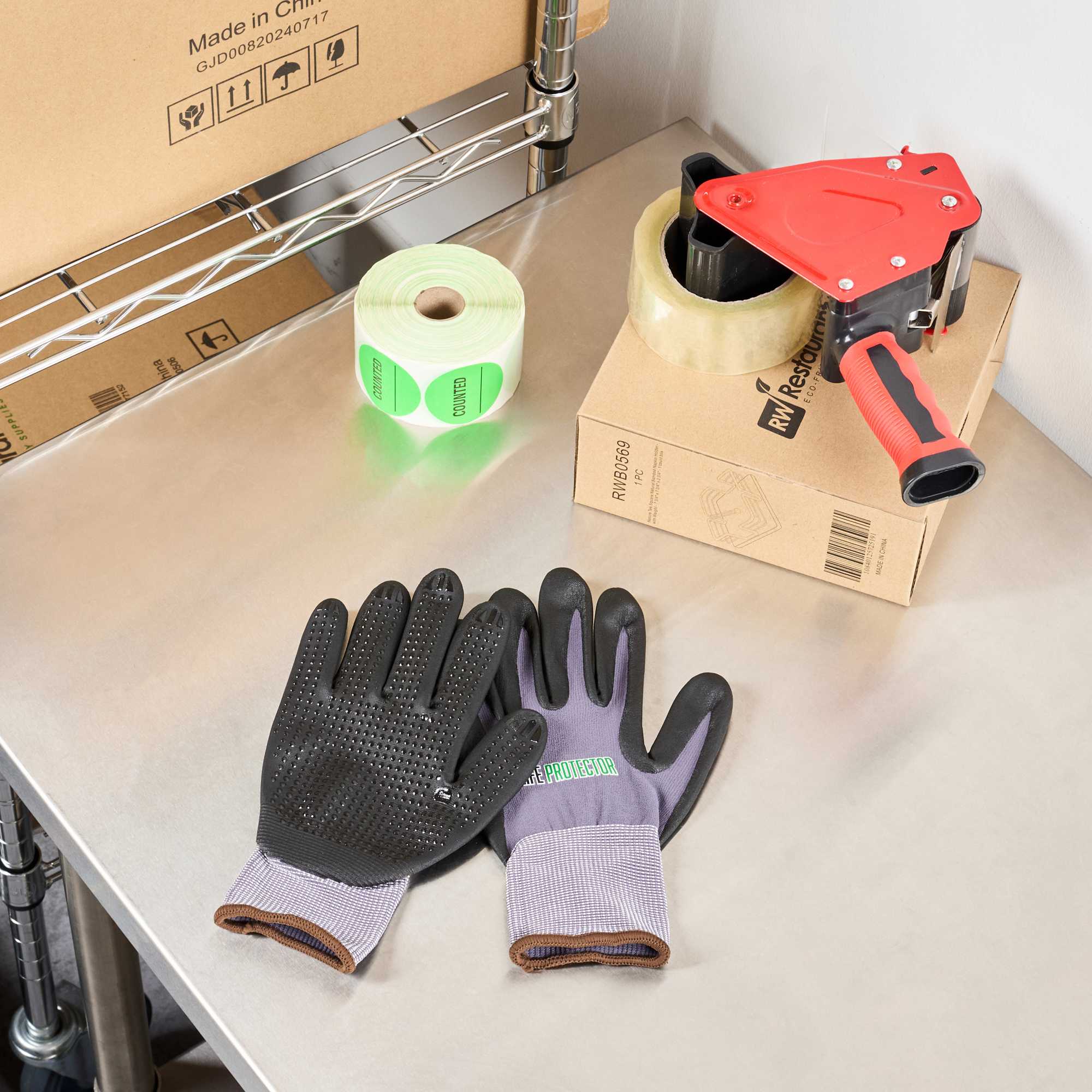 Life Protector Gray Nylon / Spandex Large Work Gloves - with Ultra-Thin Foam Nitrile Palm Coating and Dots - Pair - 1 count box