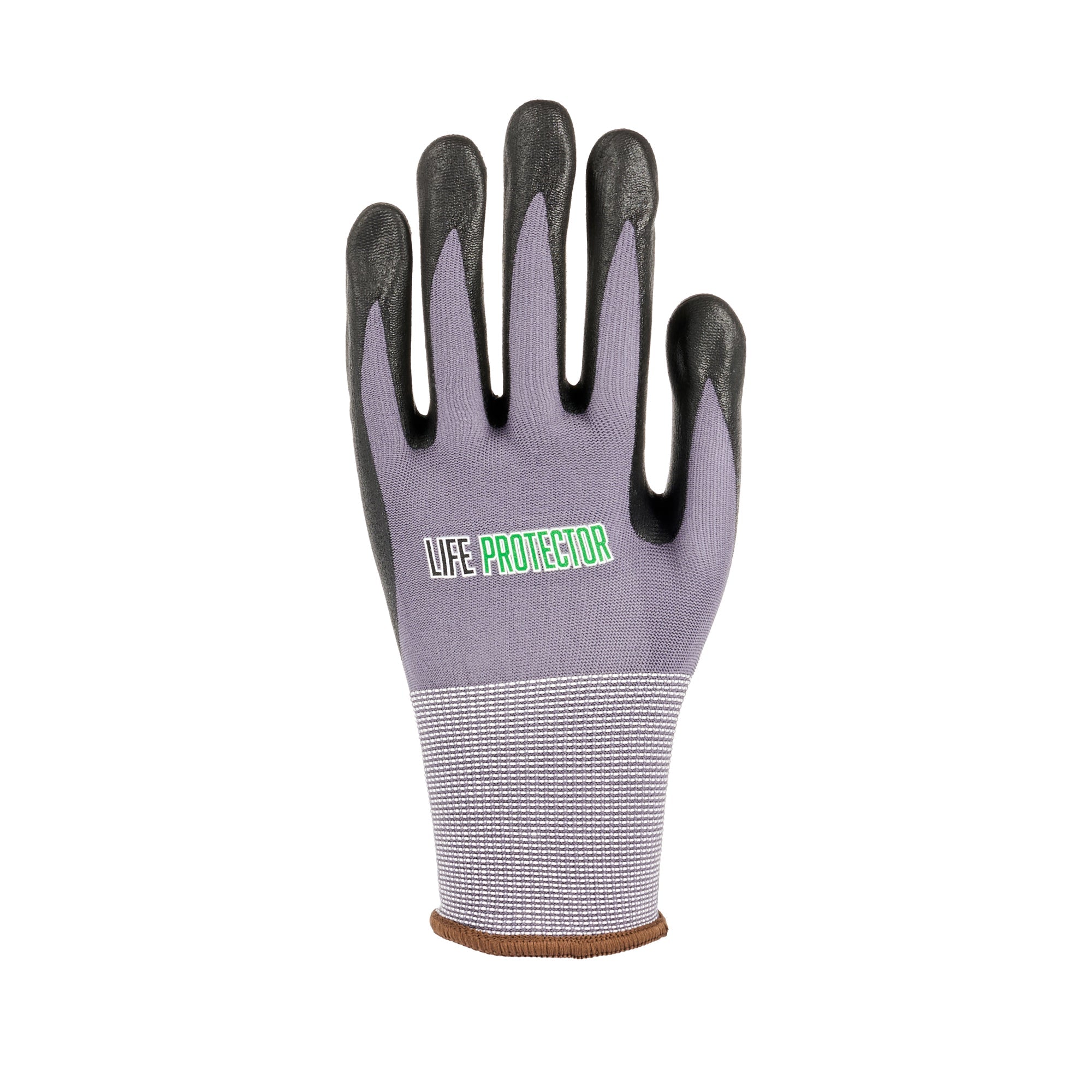 Life Protector Gray Nylon / Spandex Large Work Gloves - with Ultra-Thin Foam Nitrile Palm Coating and Dots - Pair - 10 count box