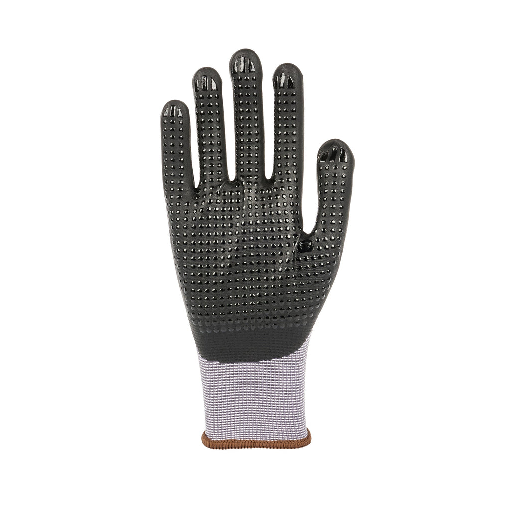 Life Protector Gray Nylon / Spandex Large Work Gloves - with Ultra-Thin Foam Nitrile Palm Coating and Dots - Pair - 10 count box