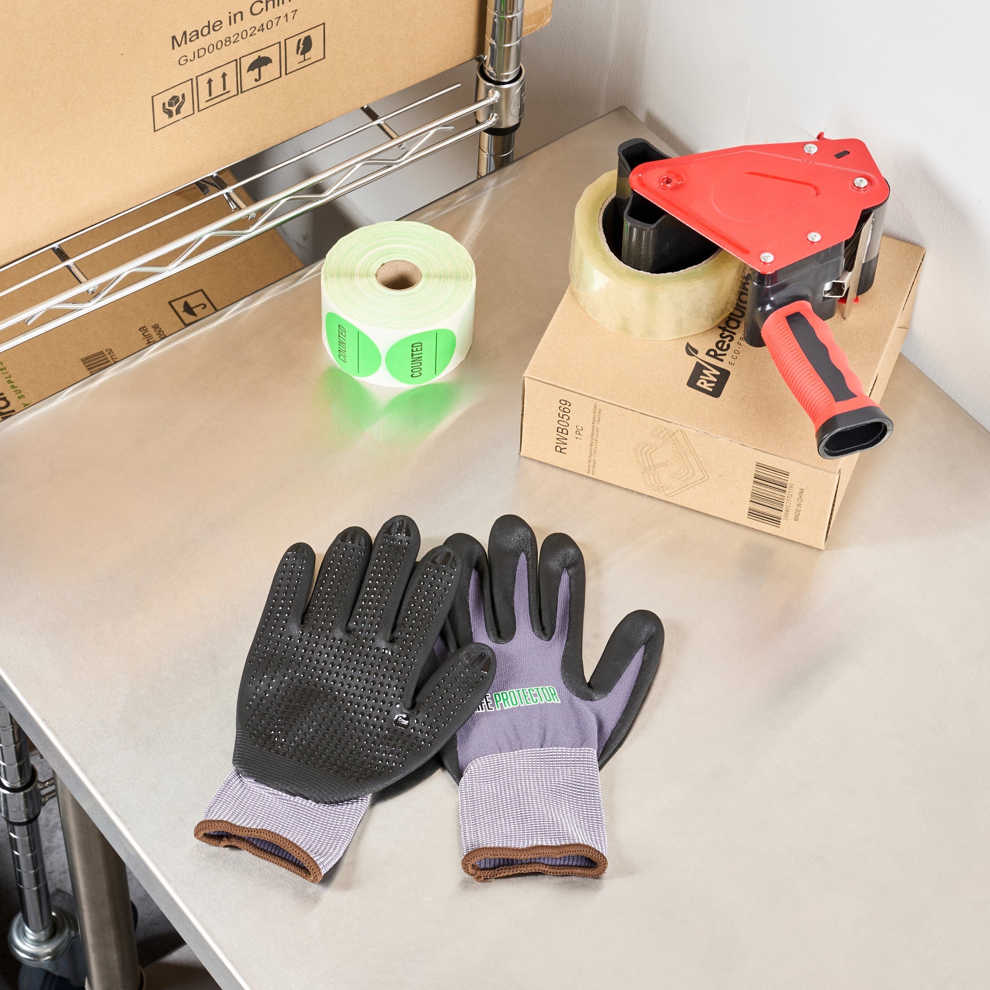Life Protector Gray Nylon / Spandex Large Work Gloves - with Ultra-Thin Foam Nitrile Palm Coating and Dots - Pair - 10 count box