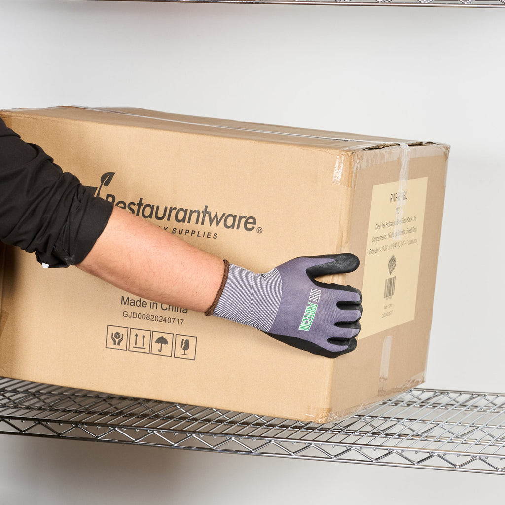 Life Protector Gray Nylon / Spandex Large Work Gloves - with Ultra-Thin Foam Nitrile Palm Coating and Dots - Pair - 10 count box
