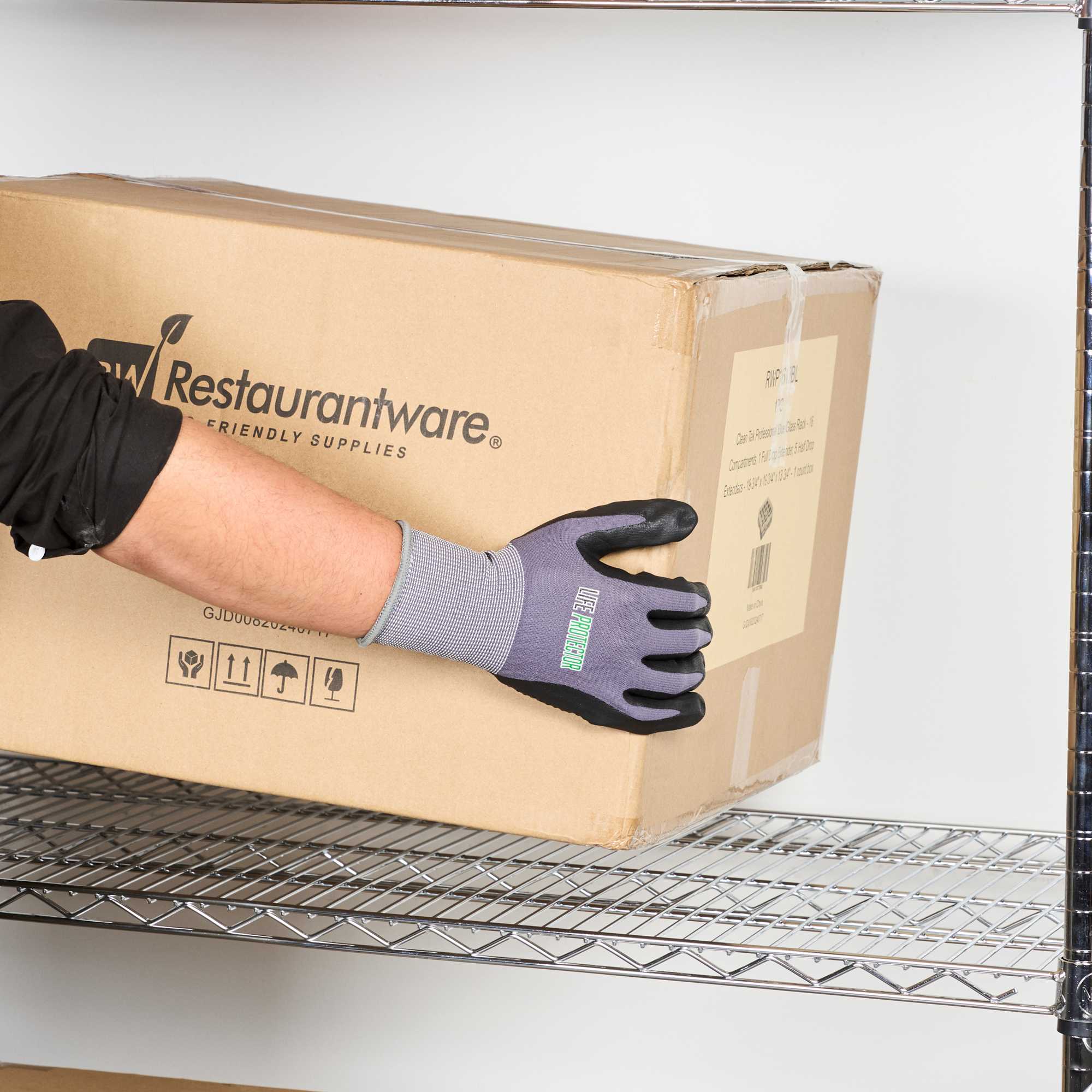 Life Protector Gray Nylon / Spandex Extra Large Work Gloves - with Ultra-Thin Foam Nitrile Palm Coating and Dots - Pair - 1 count box