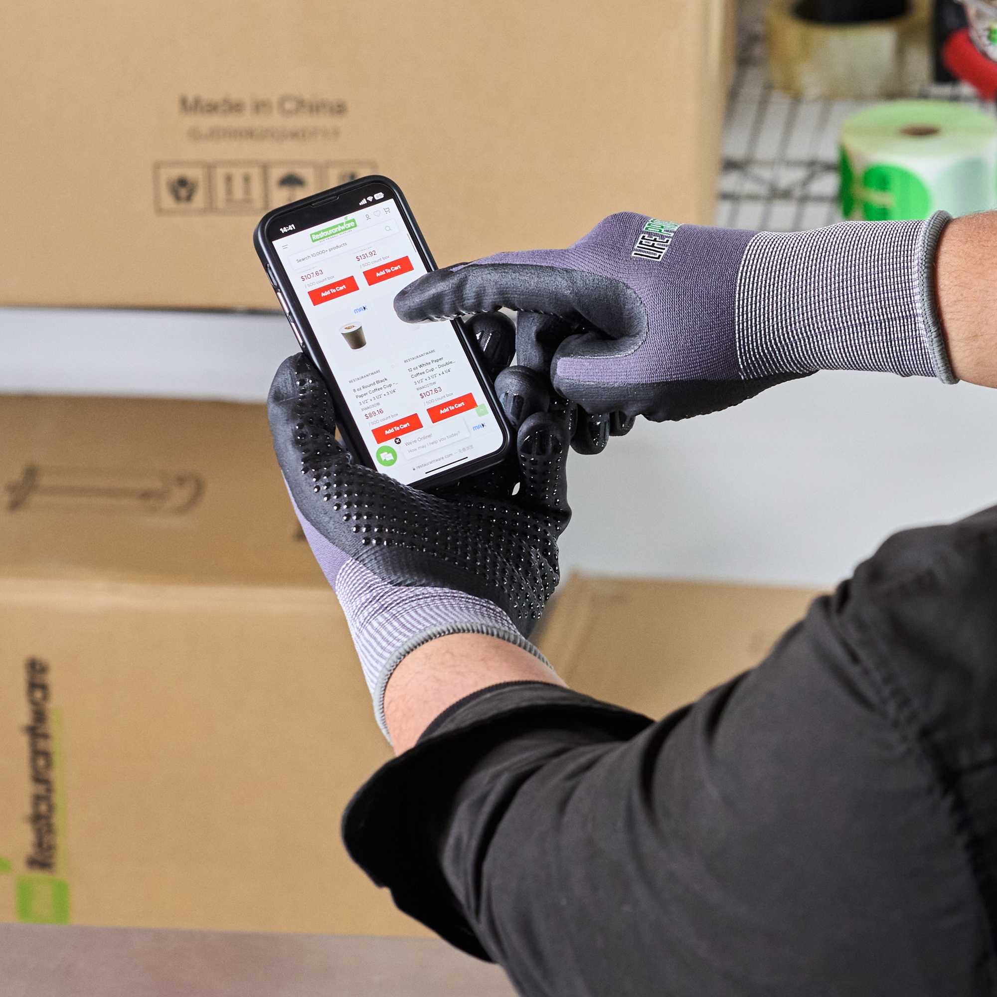Life Protector Gray Nylon / Spandex Extra Large Work Gloves - with Ultra-Thin Foam Nitrile Palm Coating and Dots - Pair - 1 count box