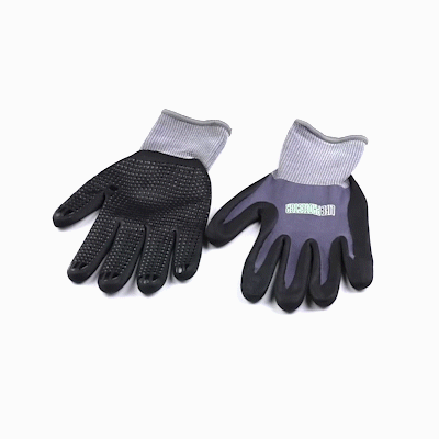 Life Protector Gray Nylon / Spandex Extra Large Work Gloves - with Ultra-Thin Foam Nitrile Palm Coating and Dots - Pair - 10 count box