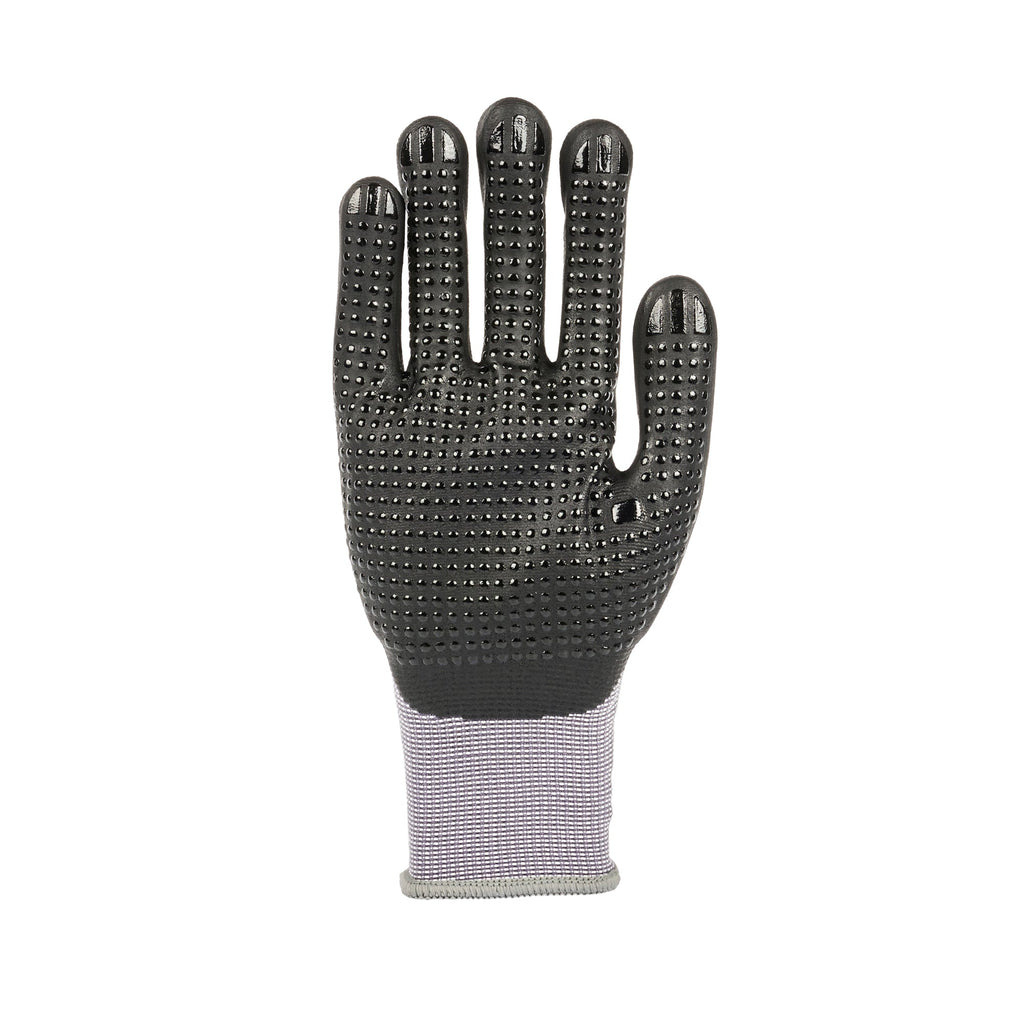 Life Protector Gray Nylon / Spandex Extra Large Work Gloves - with Ultra-Thin Foam Nitrile Palm Coating and Dots - Pair - 10 count box