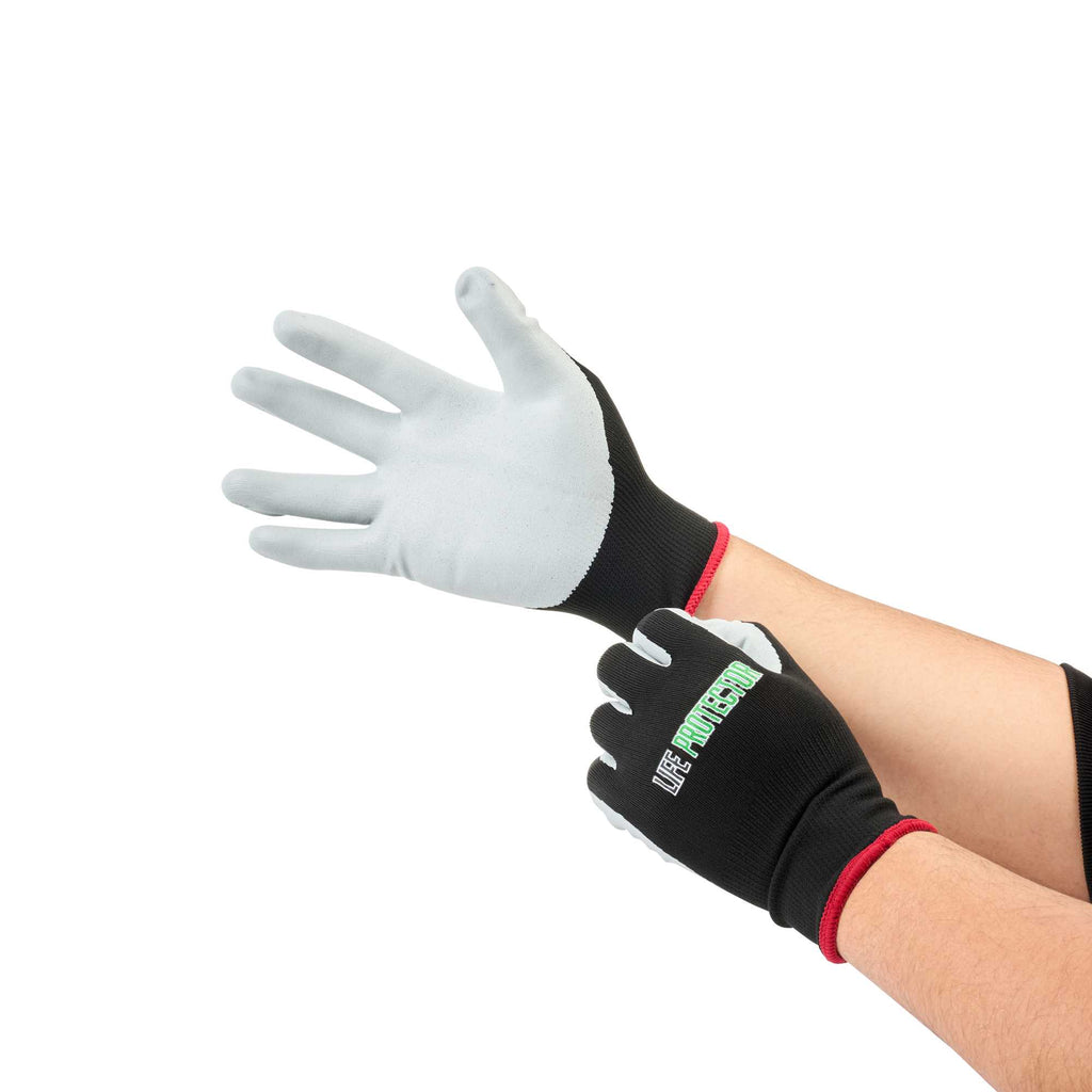 Life Protector Black Nylon Small Work Gloves - with Foam Nitrile Palm Coating - Pair - 1 count box
