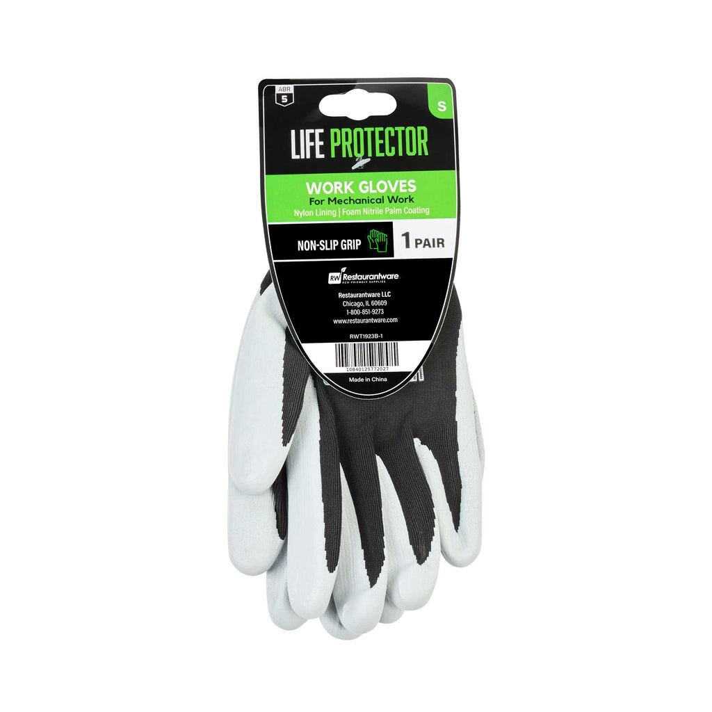Life Protector Black Nylon Small Work Gloves - with Foam Nitrile Palm Coating - Pair - 1 count box