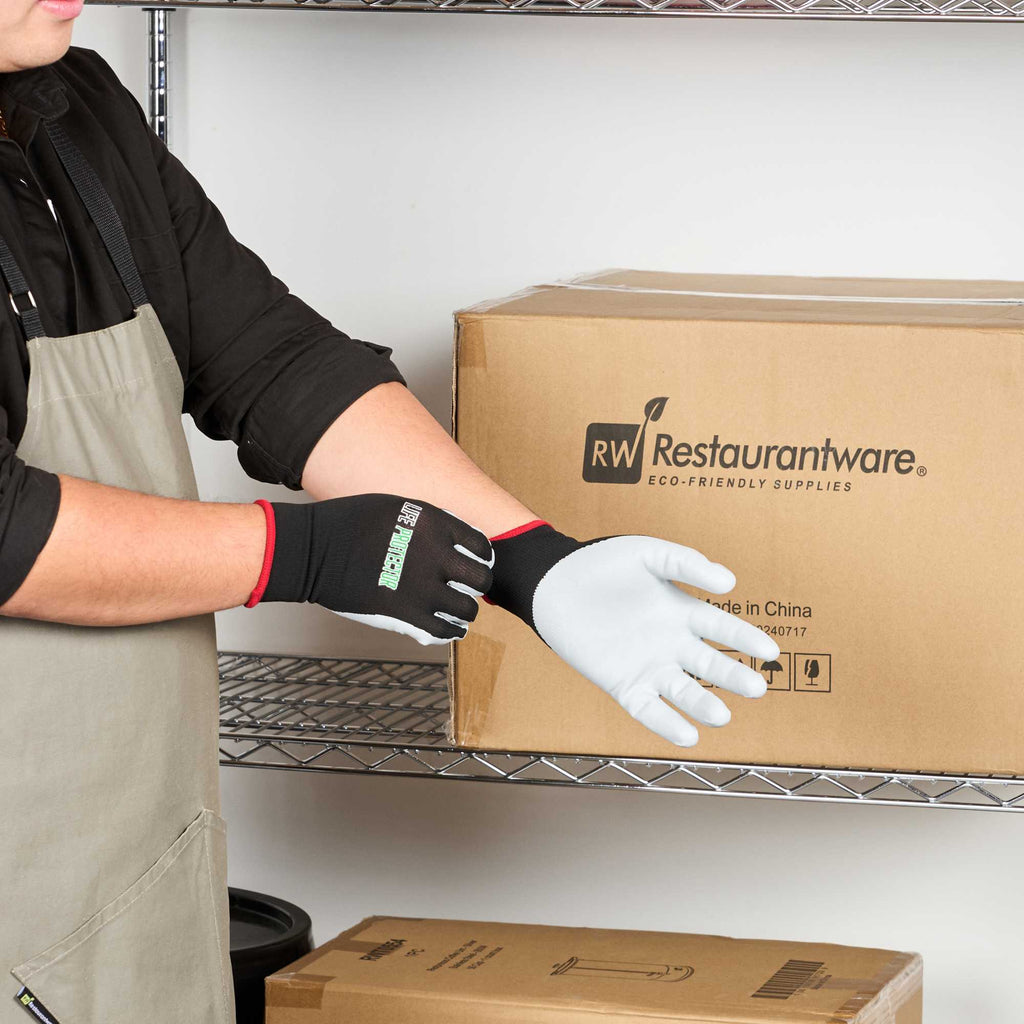 Life Protector Black Nylon Small Work Gloves - with Foam Nitrile Palm Coating - Pair - 1 count box