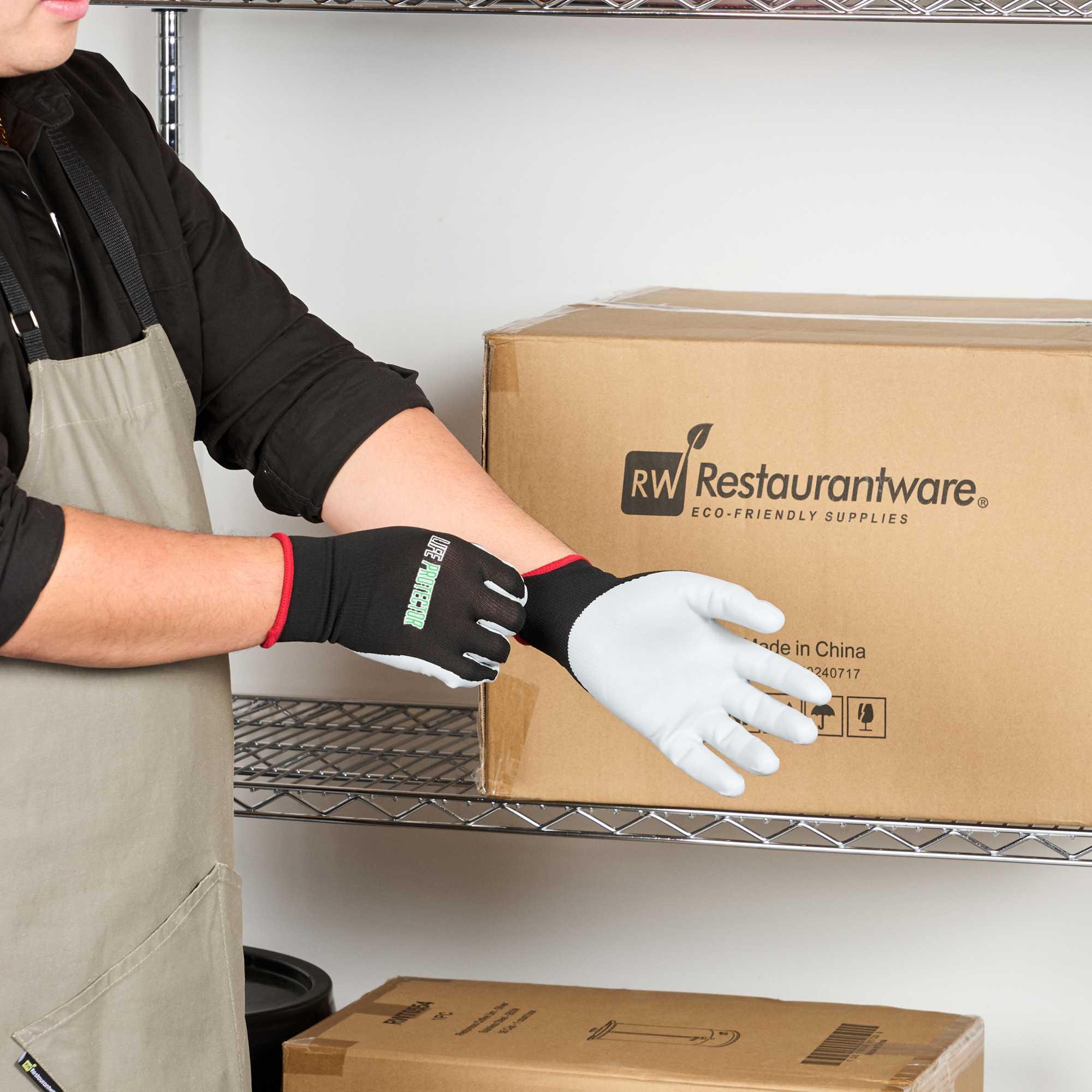 Life Protector Black Nylon Small Work Gloves - with Foam Nitrile Palm Coating - Pair - 1 count box