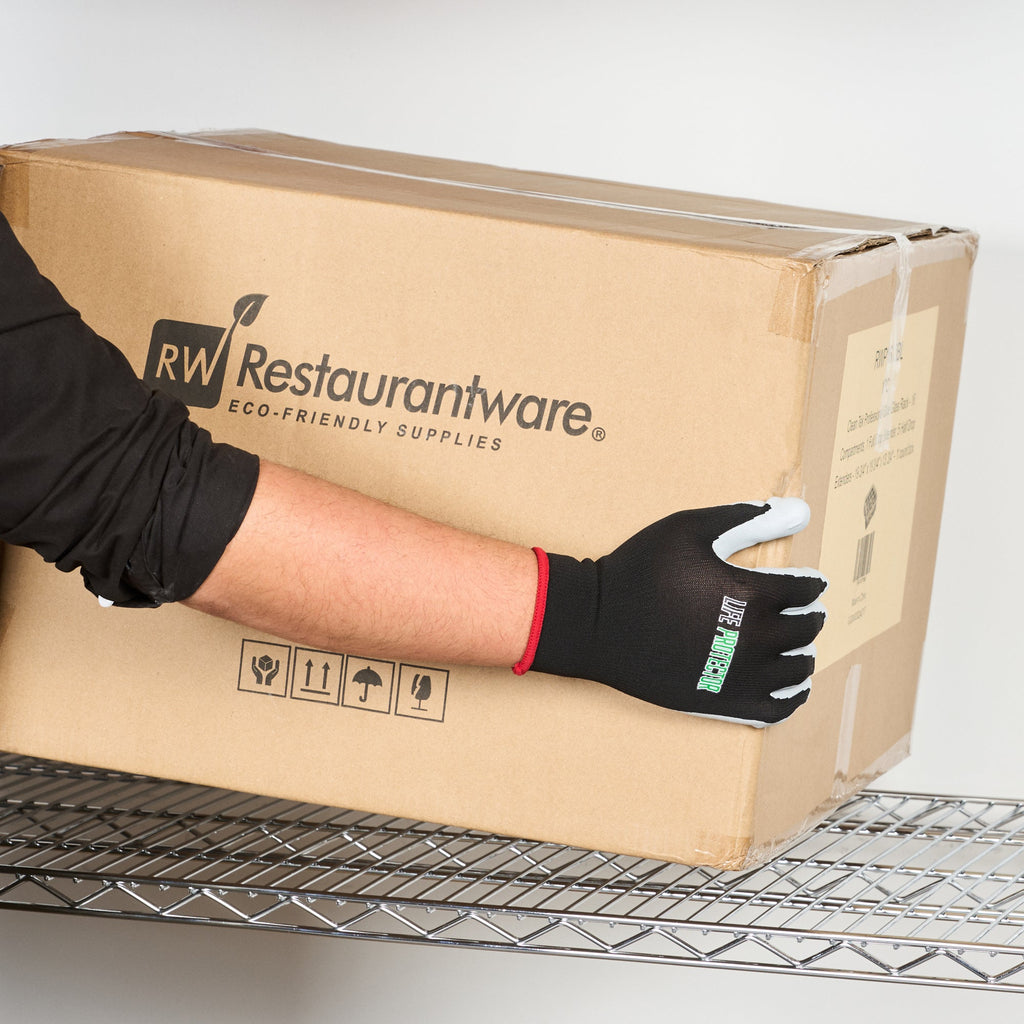 Life Protector Black Nylon Small Work Gloves - with Foam Nitrile Palm Coating - Pair - 10 count box