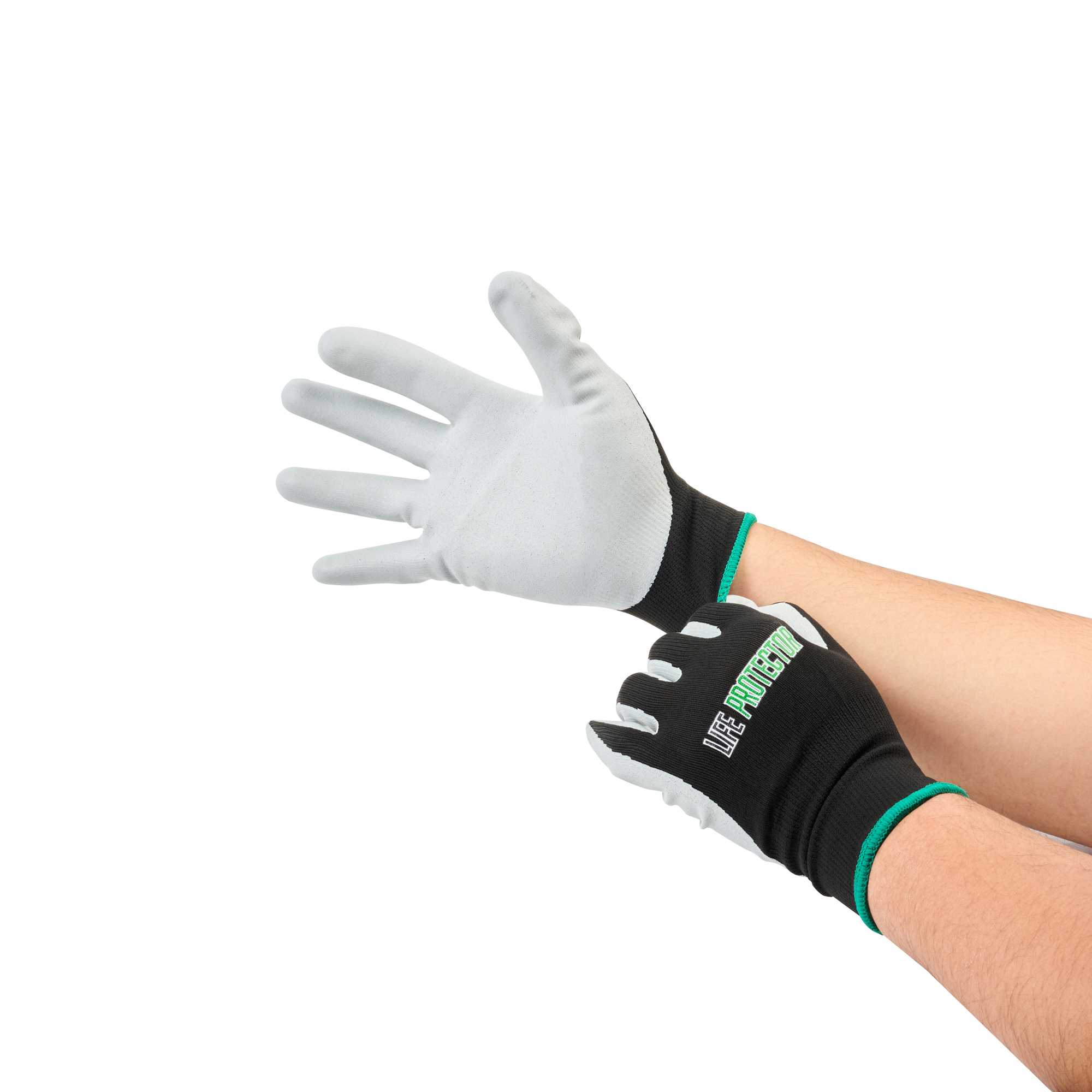 Life Protector Black Nylon Medium Work Gloves - with Foam Nitrile Palm Coating - Pair - 1 count box